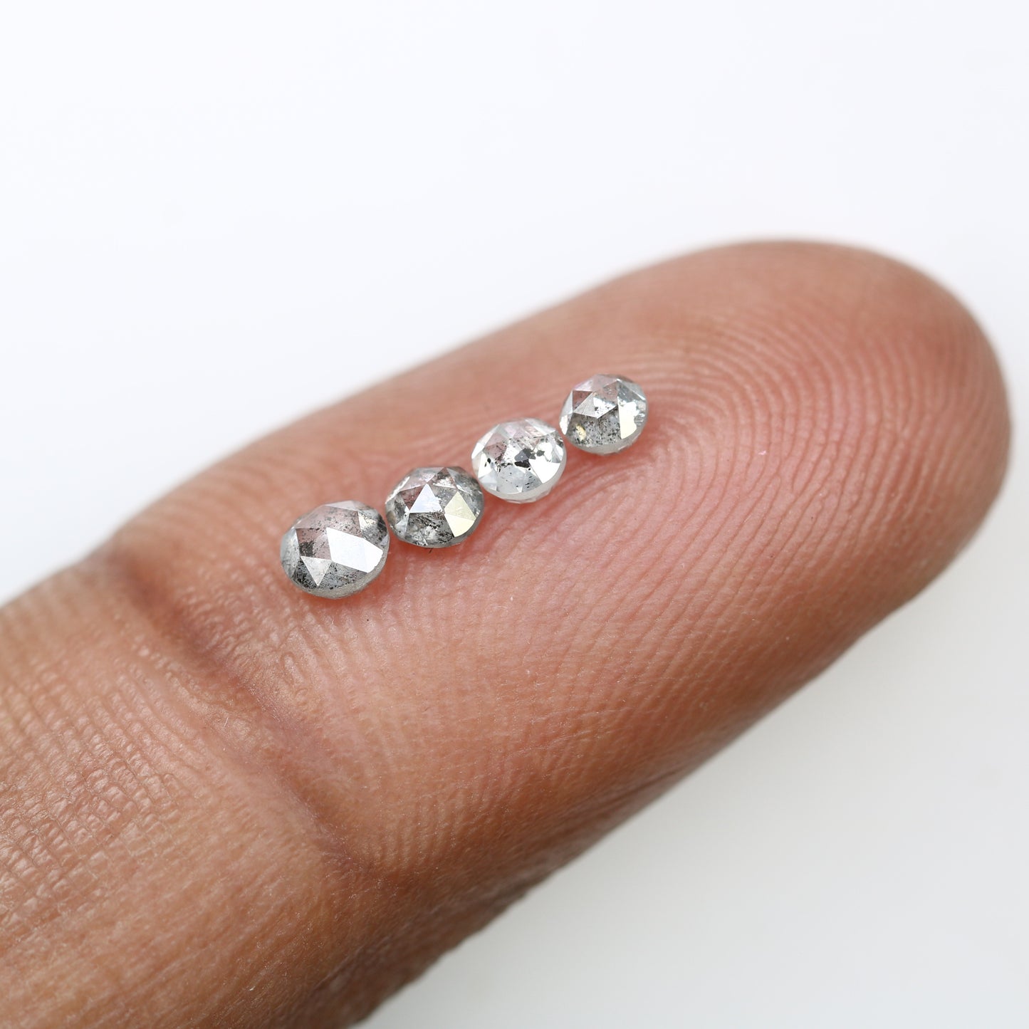 0.66 CT Salt and Pepper Round Rose Cut Diamond for Engagement Ring - Unique Gemstone for Custom Bridal Jewelry Designs - JayKrishna Diamond