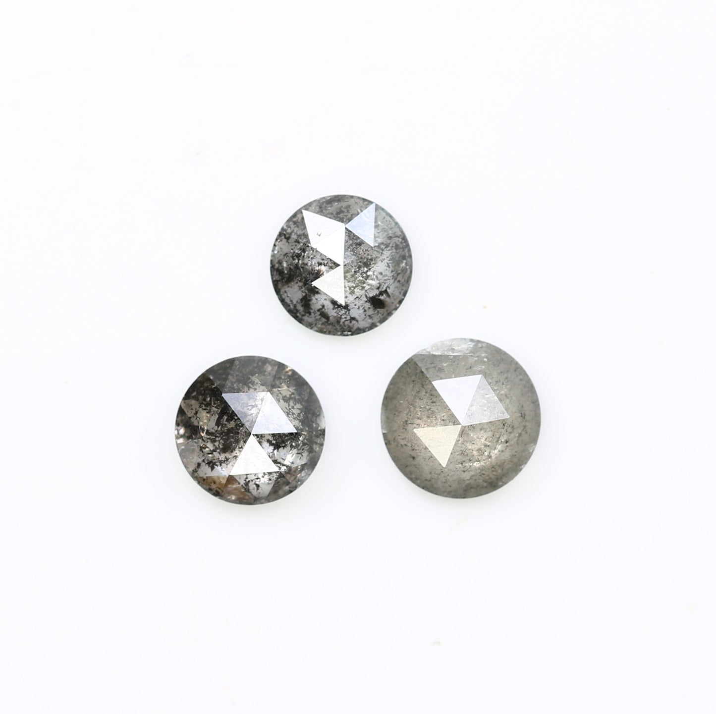 0.79 CT Round Rose Cut Salt And Pepper Diamond For Engagement Ring - JayKrishna Diamond