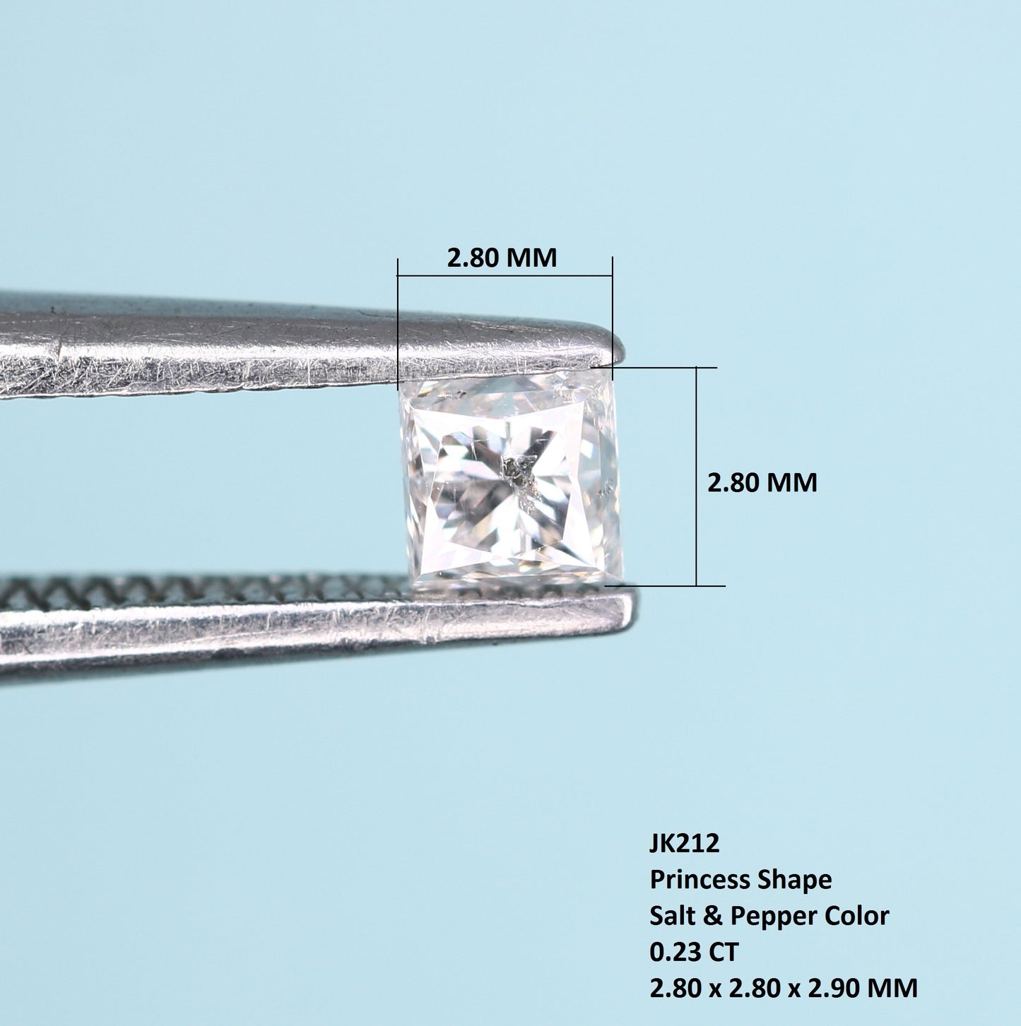 0.23 CT Salt and Pepper Princess Cut Diamond – Ideal for Engagement Rings - JayKrishna Diamond