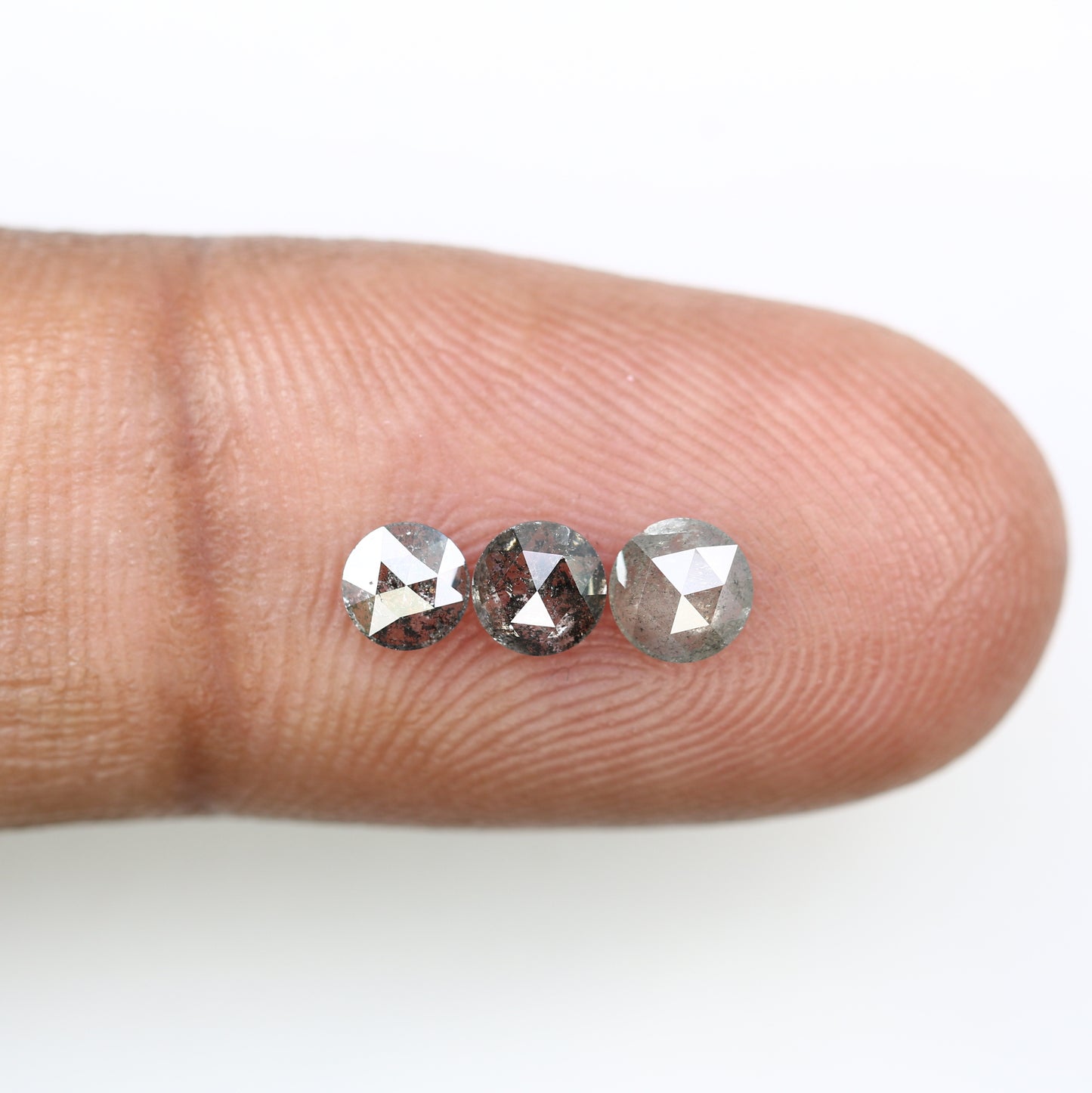 0.79 CT Round Rose Cut Salt And Pepper Diamond For Engagement Ring - JayKrishna Diamond