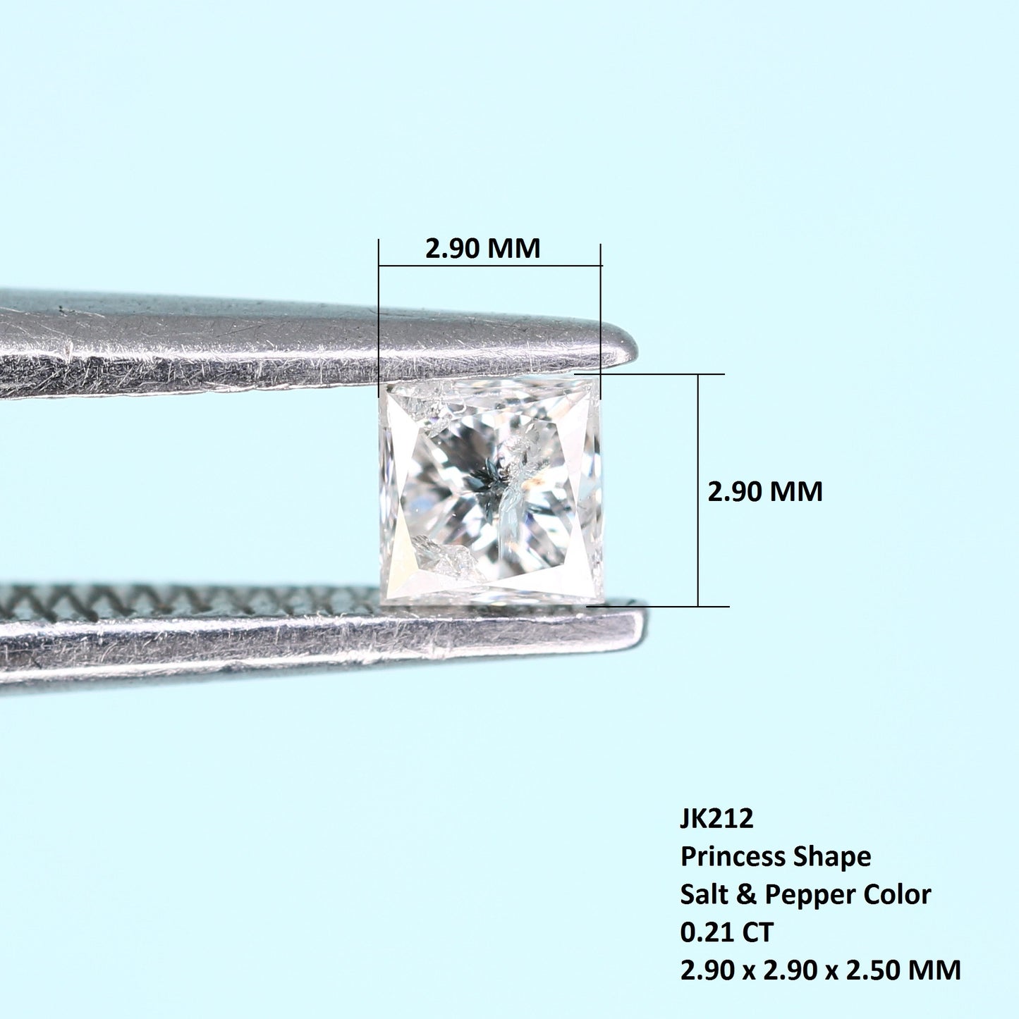 0.21 CT Princess Shape Salt and Pepper Diamond – Ideal for Engagement Rings - JayKrishna Diamond