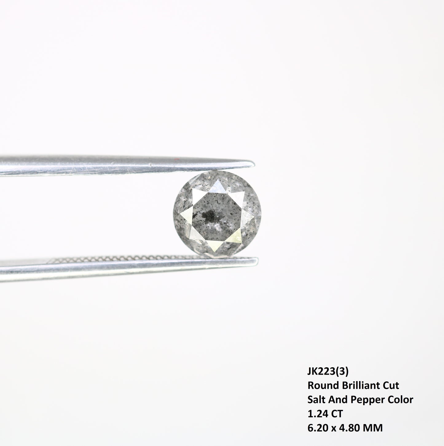 1.24 CT Salt and Pepper Round Brilliant Cut Diamond For Engagement Ring - JayKrishna Diamond