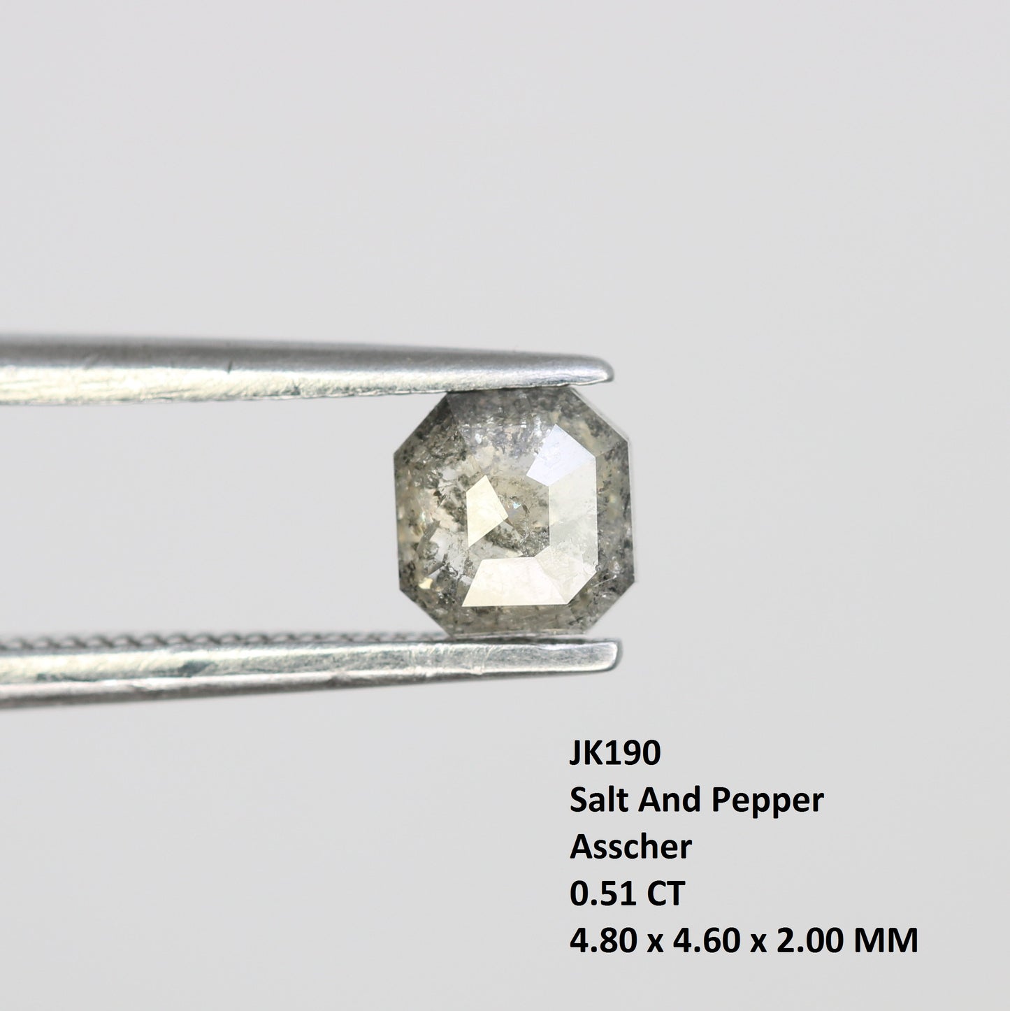 0.51 Carat Asscher Shape Natural Salt And Pepper Diamond For Galaxy Ring - JayKrishna Diamond