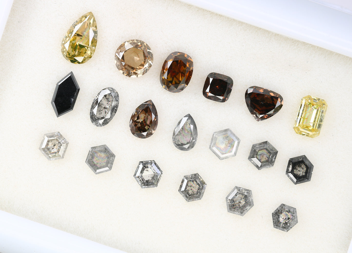 0.12 CT to 0.52 CT Natural Salt and Pepper Loose Diamonds in Mixed Shapes for Engagement Rings, Custom Jewelry and Chic Bracelets - JayKrishna Diamond