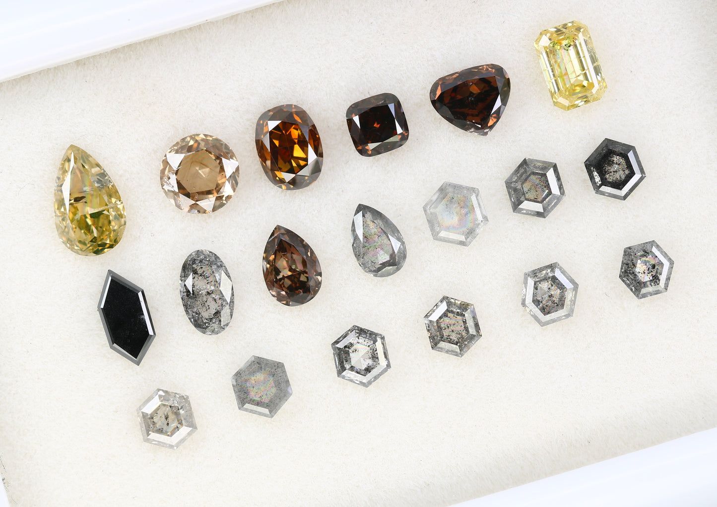 0.12 CT to 0.52 CT Natural Salt and Pepper Loose Diamonds in Mixed Shapes for Engagement Rings, Custom Jewelry and Chic Bracelets - JayKrishna Diamond