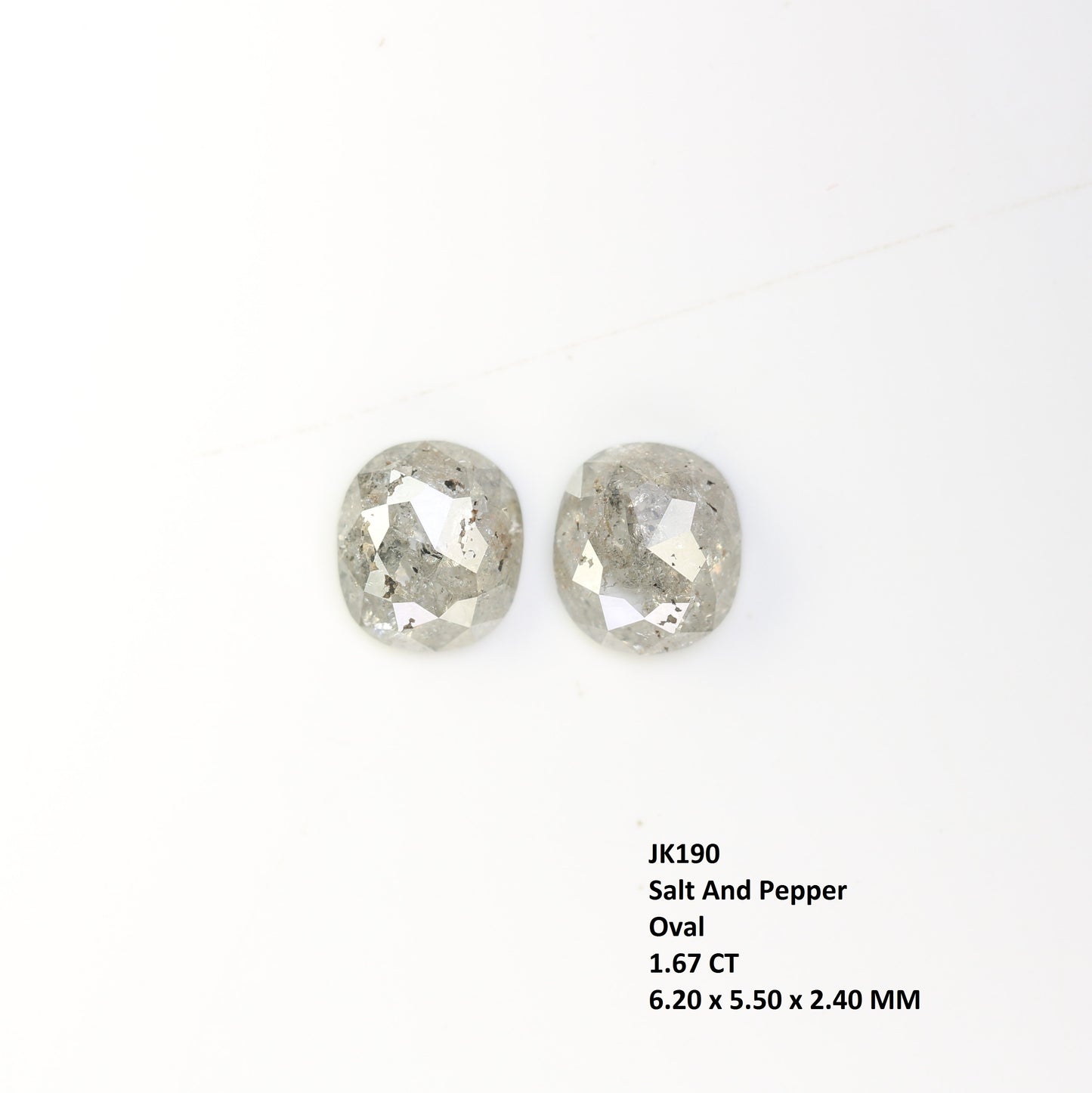 1.67 Carat Oval Shape Loose Salt And Pepper Diamond Pair For Galaxy Ring - JayKrishna Diamond