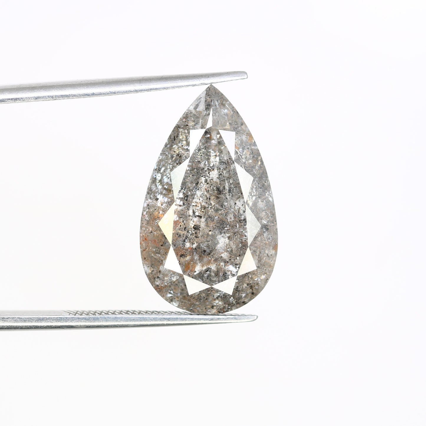 7.64 CT Salt And Pepper Pear Shape Diamond For Engagement Ring - JayKrishna Diamond