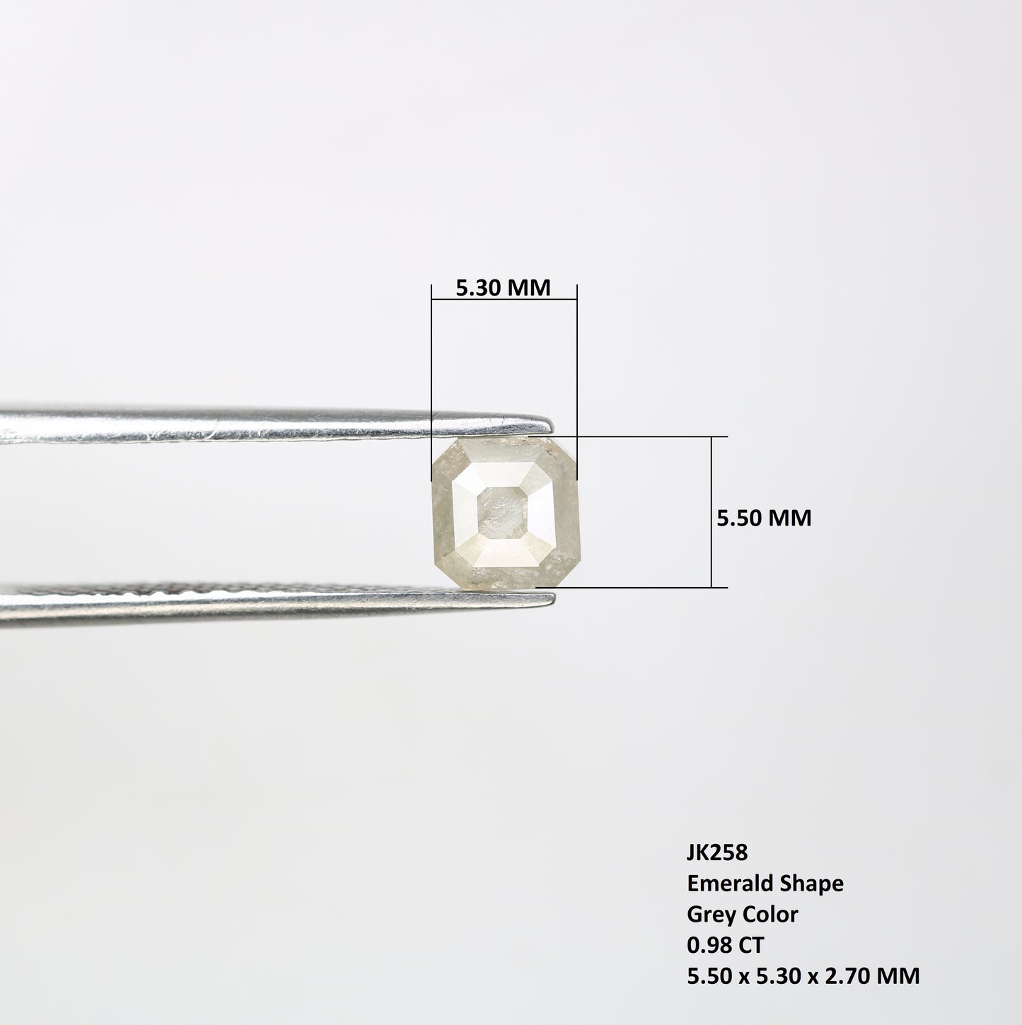 0.98 CT Loose Grey Emerald Cut Diamond For Engagement Ring - JayKrishna Diamond