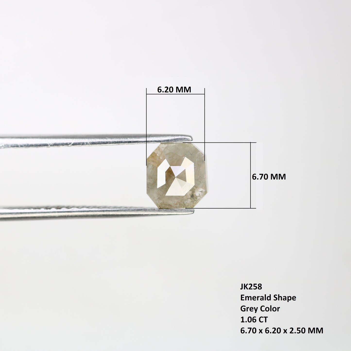 1.06 CT Grey Emerald Cut Natural Diamond For Engagement Ring - JayKrishna Diamond