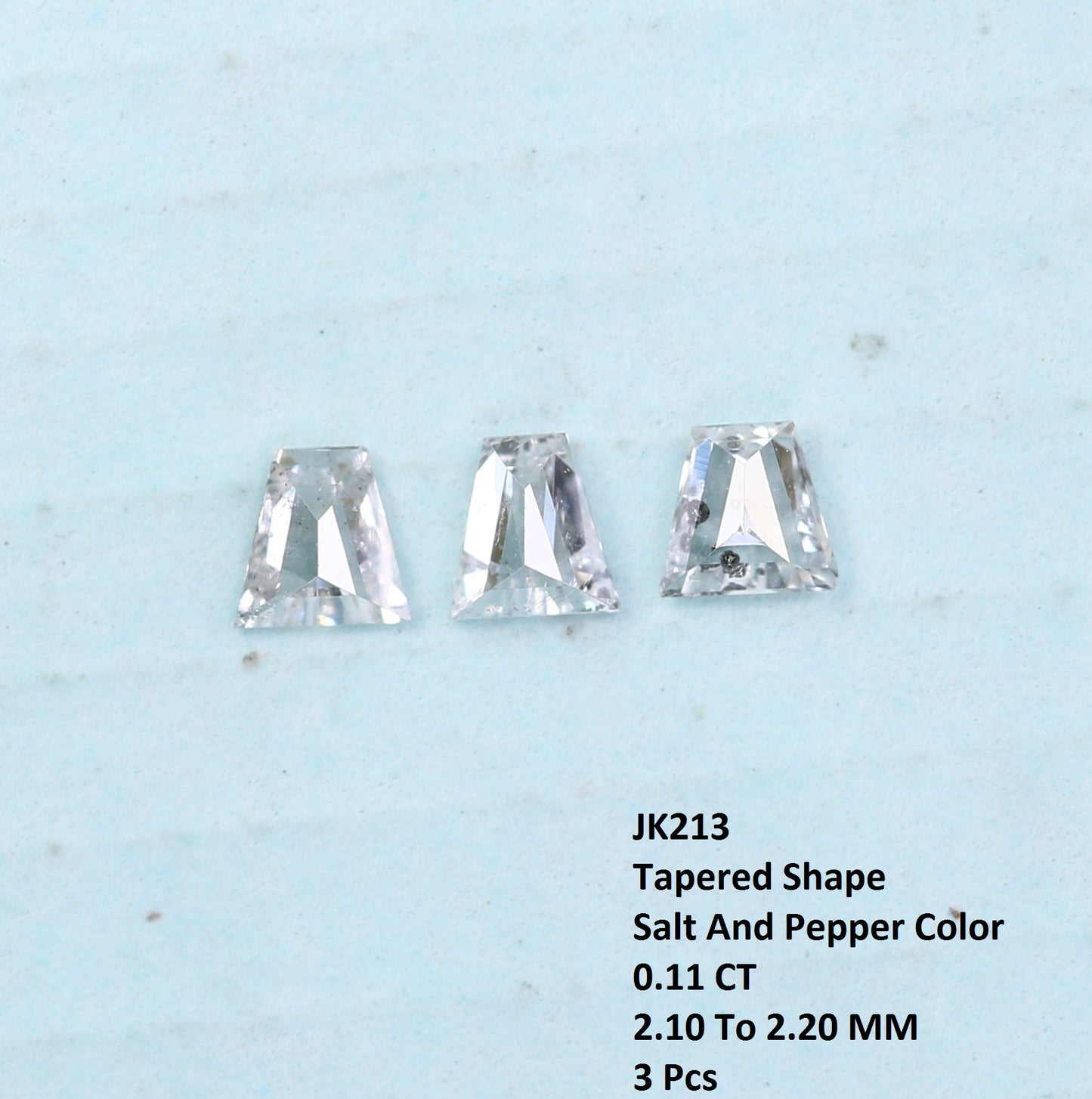 0.11 CT Tapered Cut Salt and Pepper Diamond for Engagements & Custom Jewelry - JayKrishna Diamond