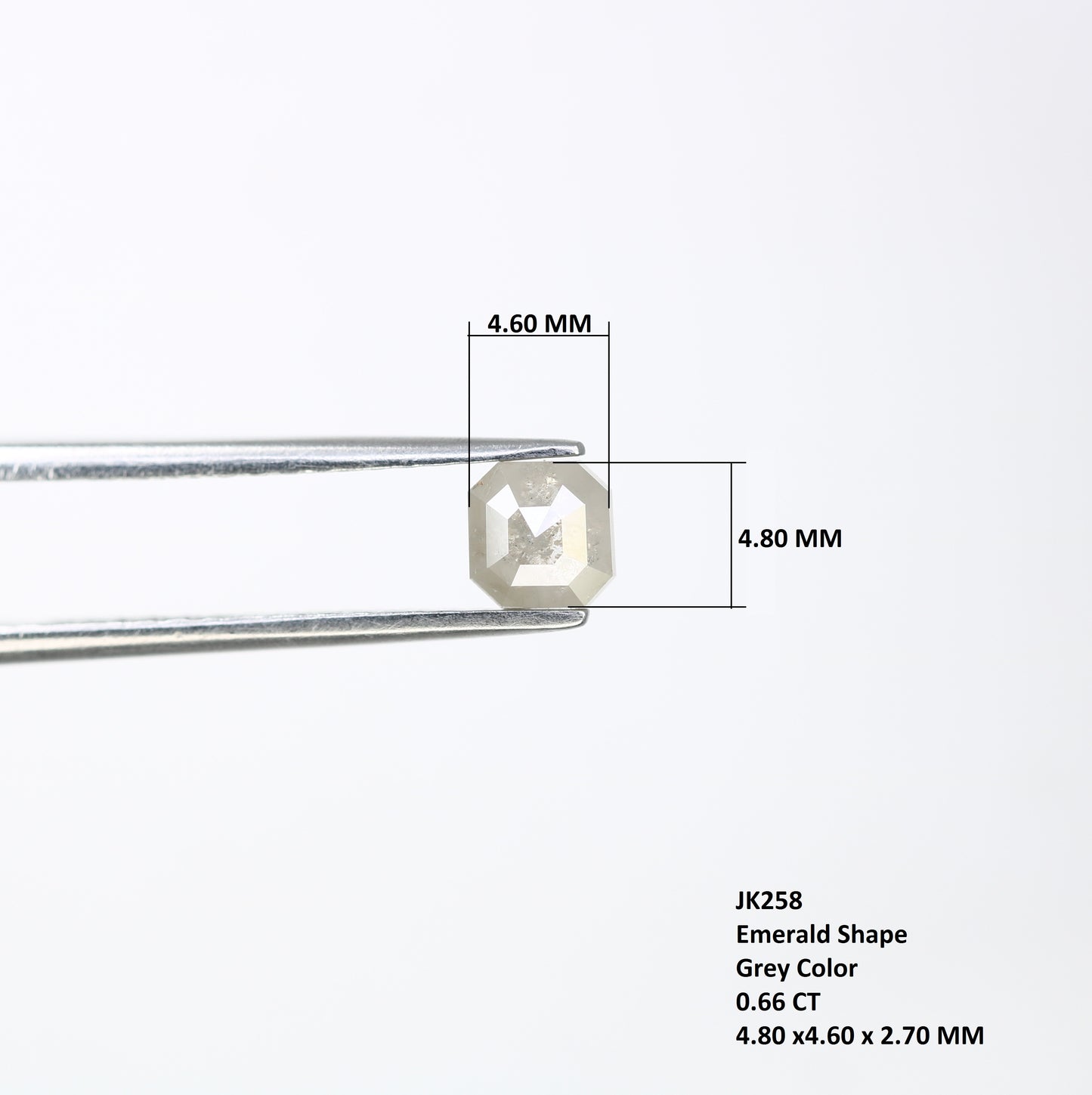 0.66 CT 4.80 MM Grey Emerald Shape Diamond for Engagement Ring - Unique Gemstone for Custom Bridal Jewelry Designs - JayKrishna Diamond
