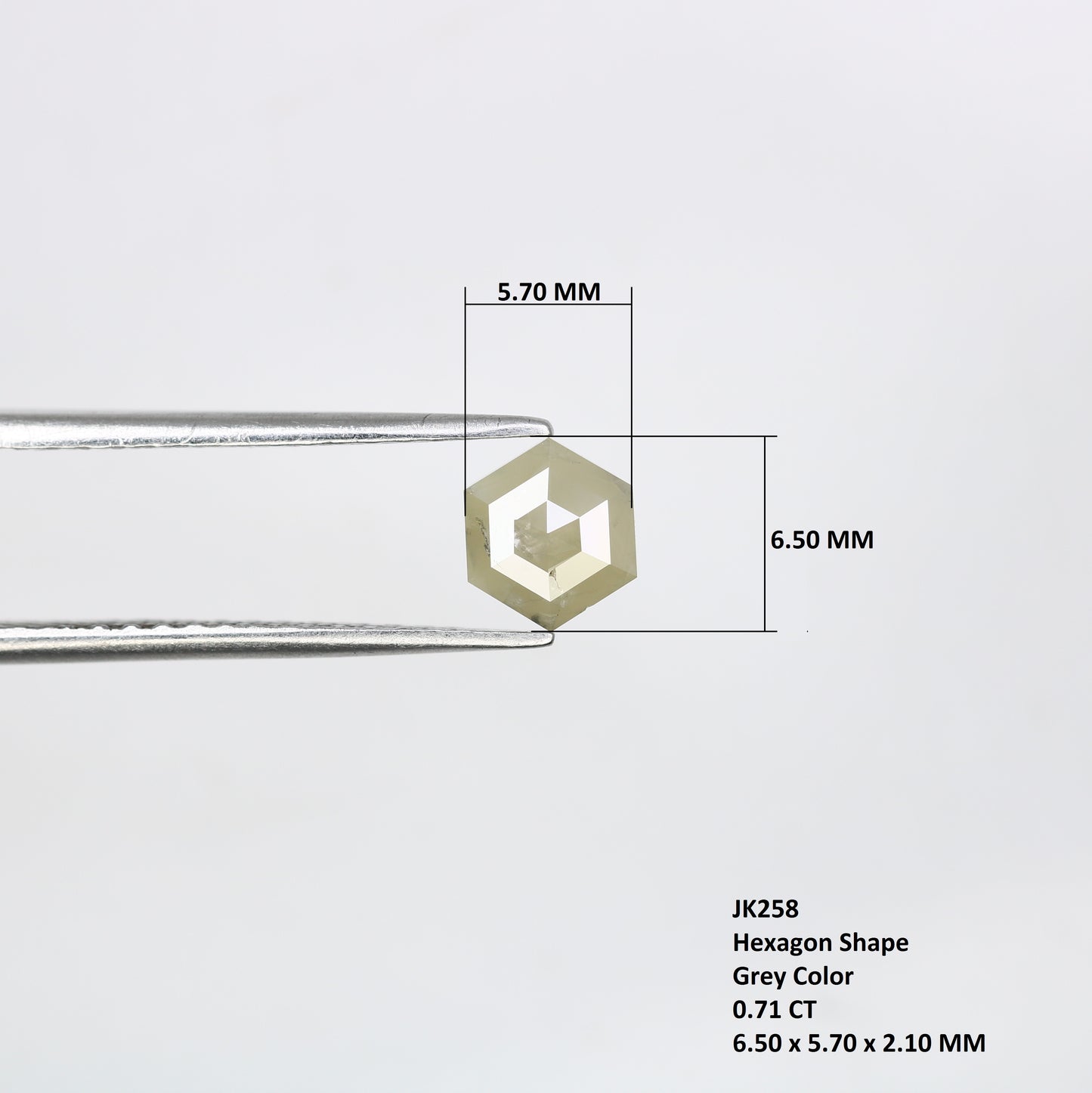 0.71 CT Hexagon Cut Grey Natural Diamond For Engagement Ring - JayKrishna Diamond