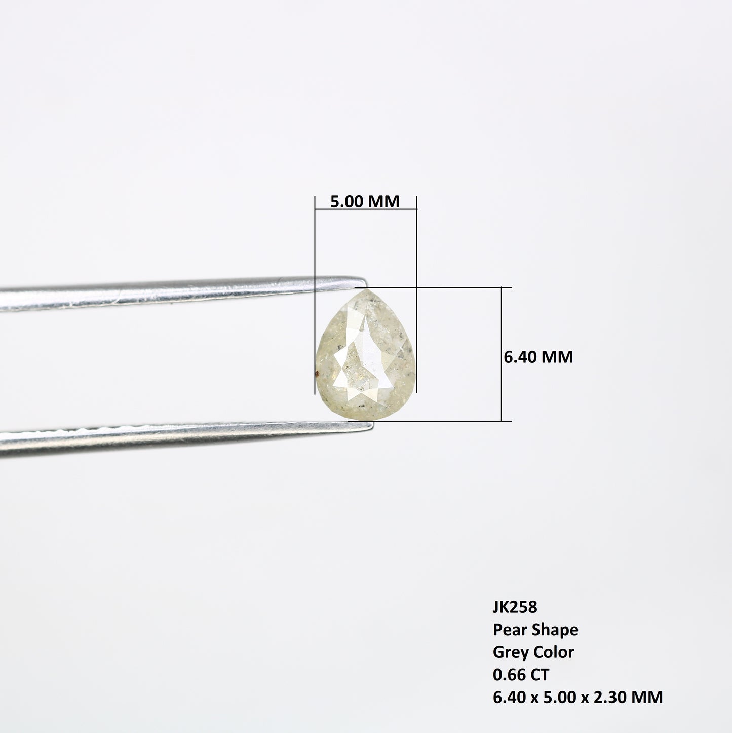 0.66 CT Natural Grey Pear Shaped Loose Diamond for Engagement Ring - Unique Gemstone for Custom Bridal Jewelry Designs - JayKrishna Diamond