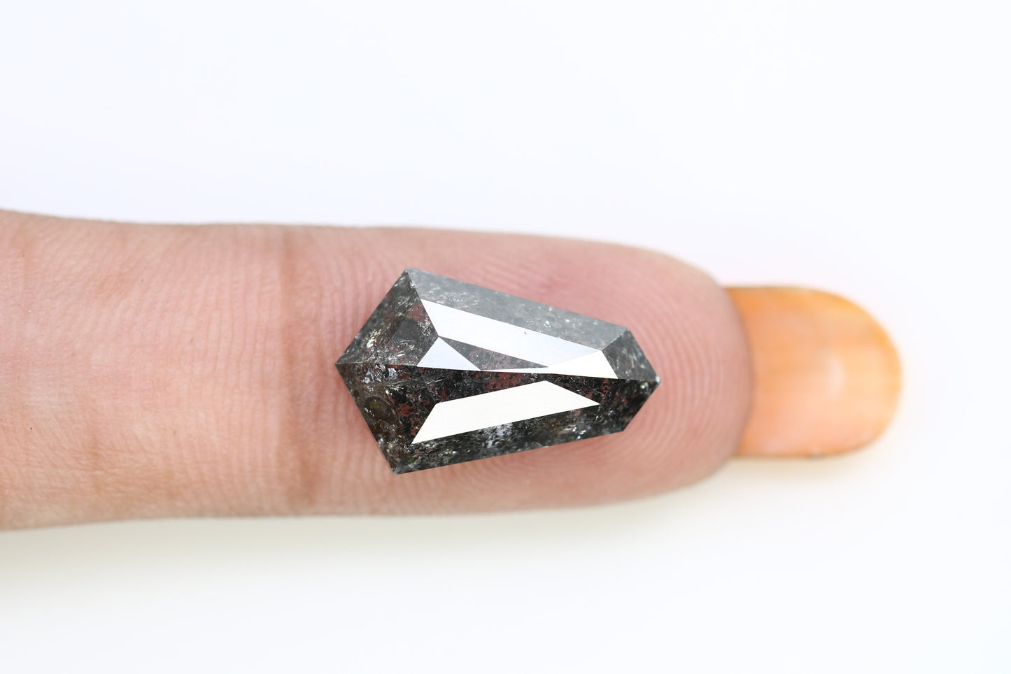 5.38 CT Salt And Pepper Shield Shaped Natural Diamond For Engagement Ring - JayKrishna Diamond