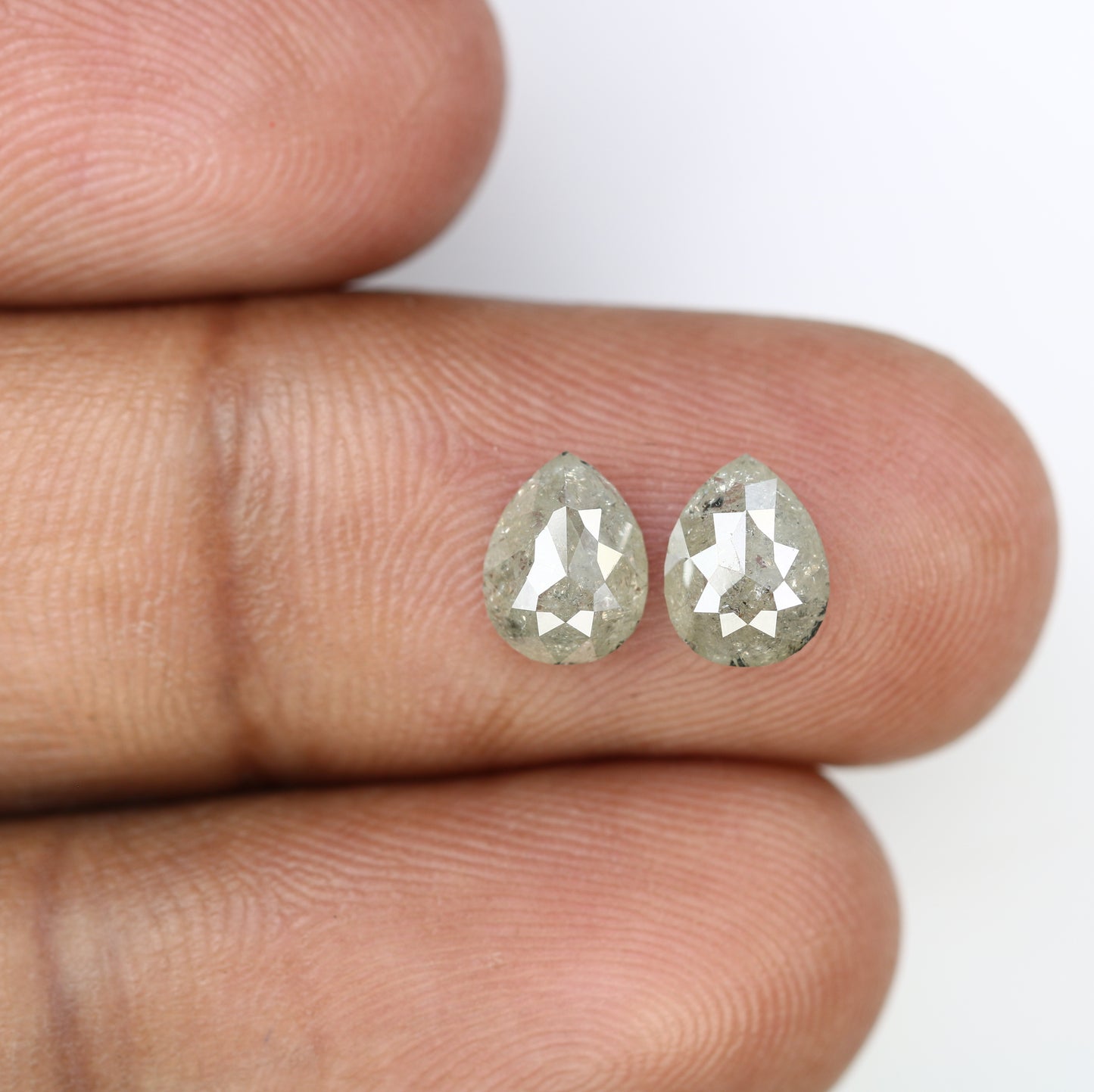 1.76 CT Pear Cut Natural Grey Loose Pair Diamond For Engagement Ring - JayKrishna Diamond