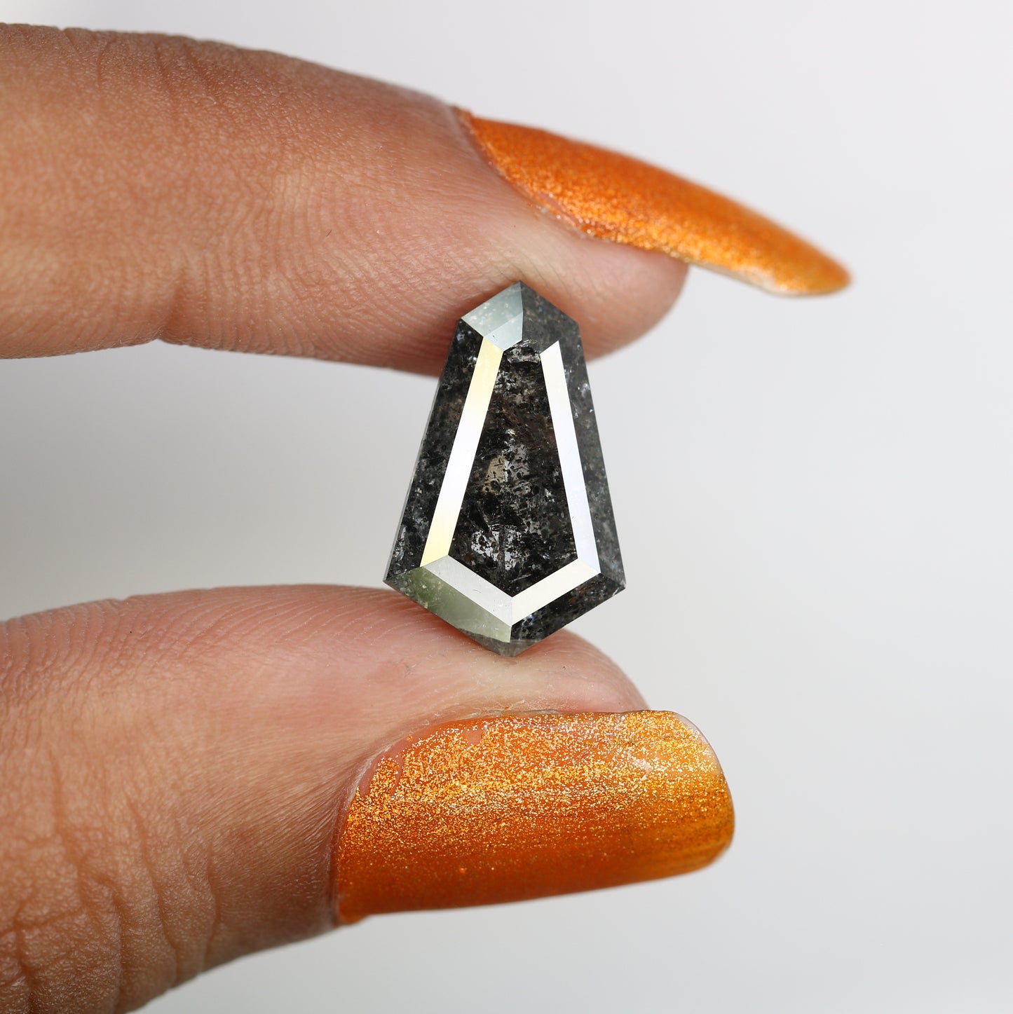 5.38 CT Salt And Pepper Shield Shaped Natural Diamond For Engagement Ring - JayKrishna Diamond