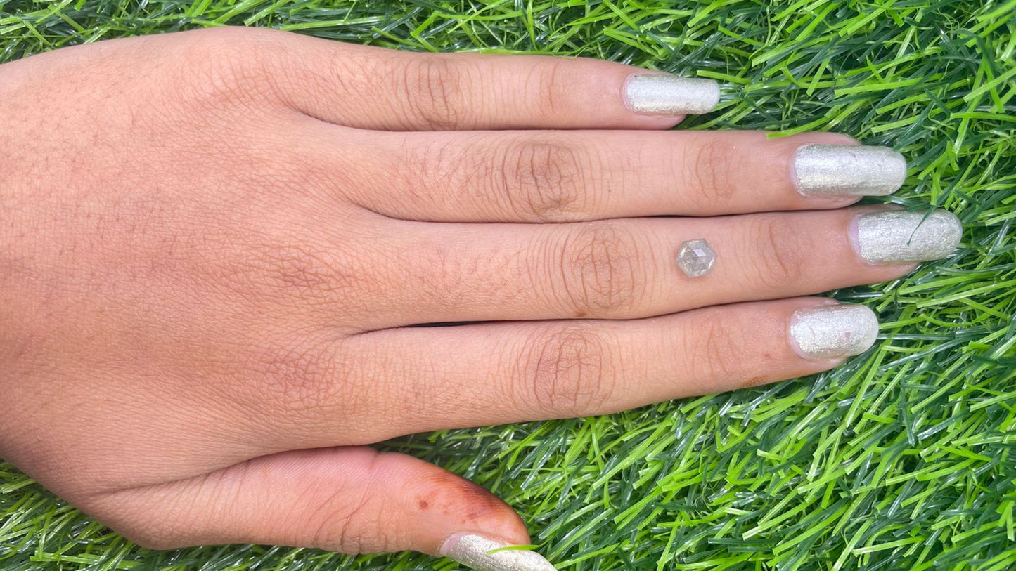 1.40 Carat Hexagon Shape Salt And Pepper Color Loose Diamond For Galaxy Ring - JayKrishna Diamond