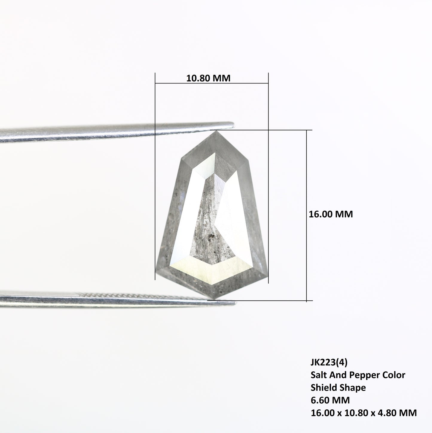 6.60 CT 16.00 CT Natural Shield Shape Salt And Pepper Diamond For Engagement Ring - JayKrishna Diamond