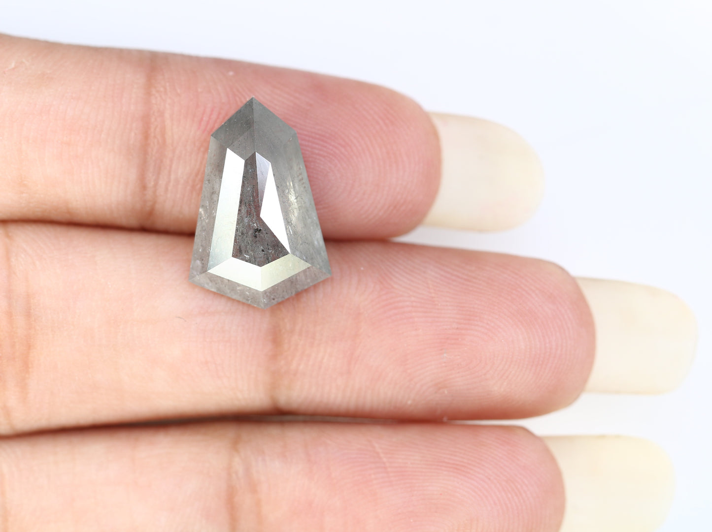 6.60 CT 16.00 CT Natural Shield Shape Salt And Pepper Diamond For Engagement Ring - JayKrishna Diamond