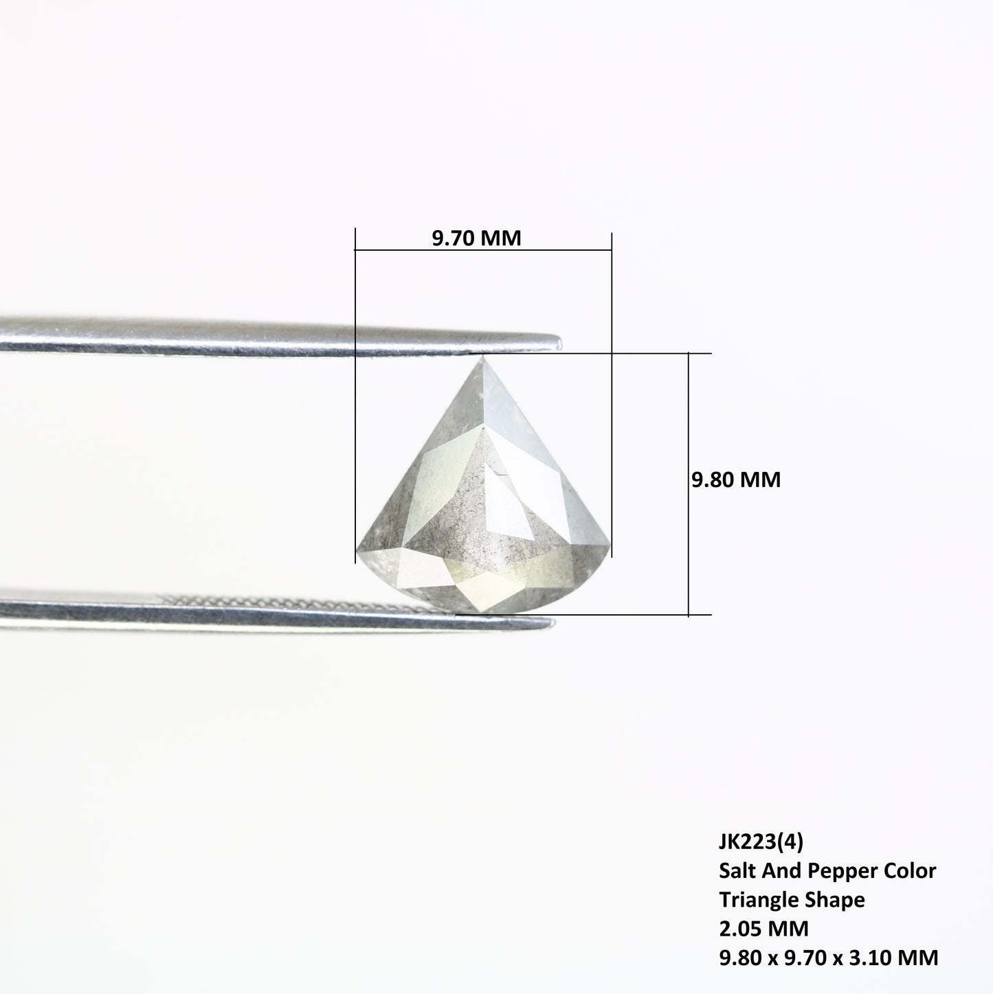 2.05 CT Salt And Pepper Triangle Shape Diamond For Engagement Ring - JayKrishna Diamond