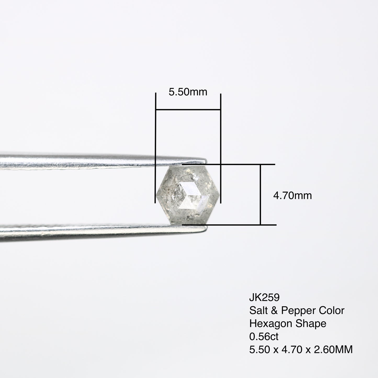0.56 Carat Hexagon Cut Salt and Pepper Diamond – Unique Loose Gem for Alternative Engagement Rings - JayKrishna Diamond
