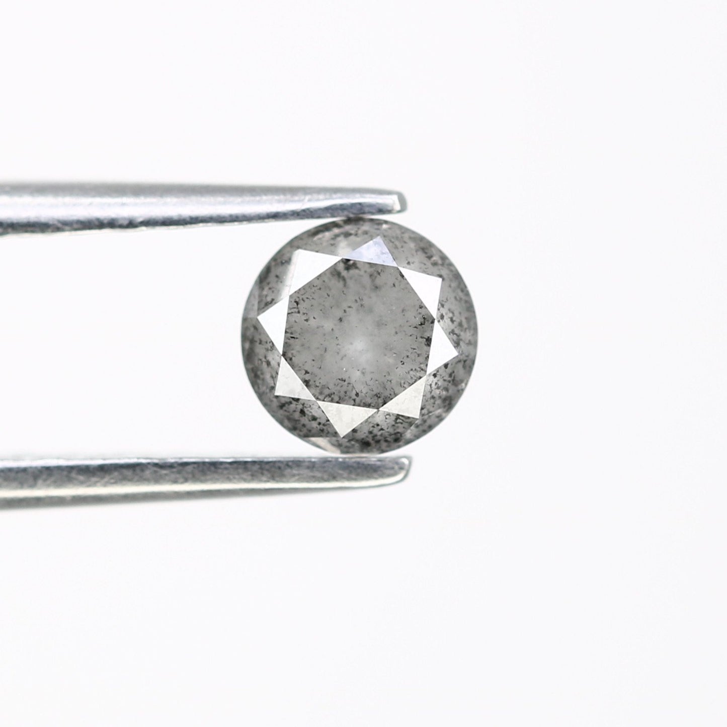 0.61 Carat 4.8MM Loose Salt and Pepper Round Brilliant Cut Diamond: Natural Grey Diamond for Elegant Engagement Rings - JayKrishna Diamond