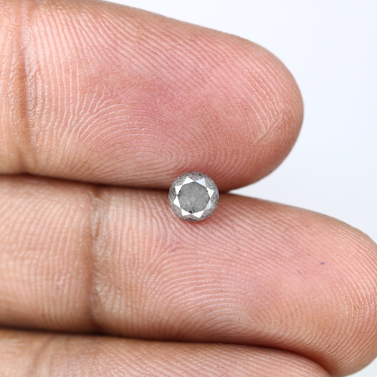 0.61 Carat 4.8MM Loose Salt and Pepper Round Brilliant Cut Diamond: Natural Grey Diamond for Elegant Engagement Rings - JayKrishna Diamond