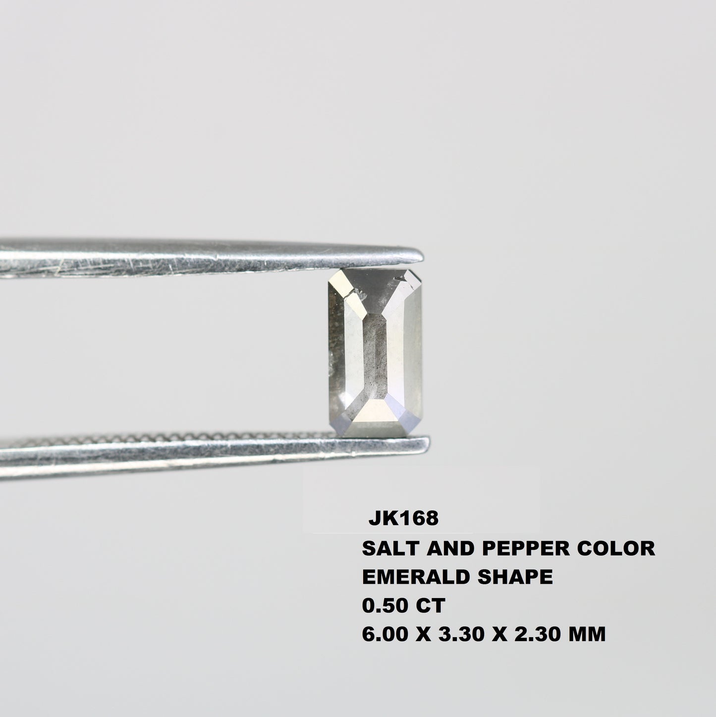 0.50 CT Emerald Shape Salt And Pepper Natural Diamond For Engagement Ring - JayKrishna Diamond