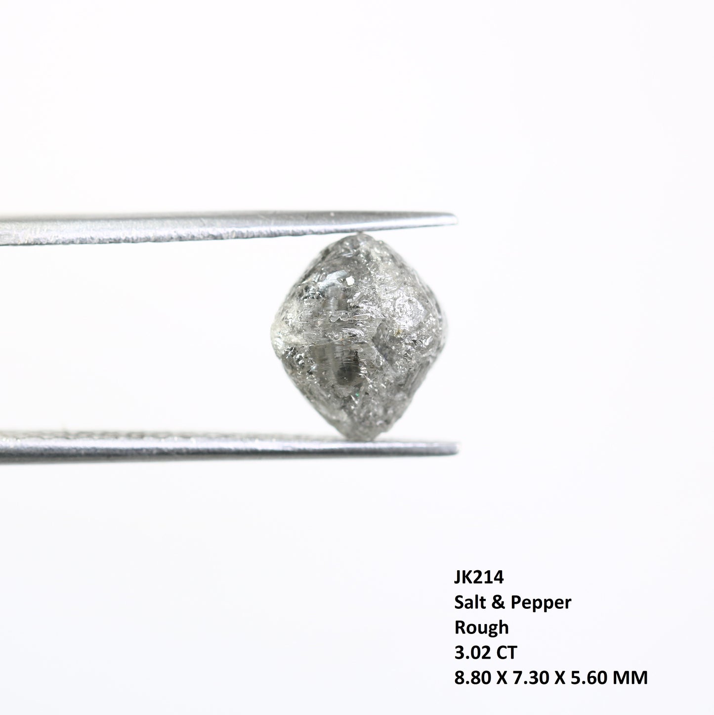 3.02 CT Rough Raw Uncut Salt And Pepper Diamond For Engagement Ring - JayKrishna Diamond