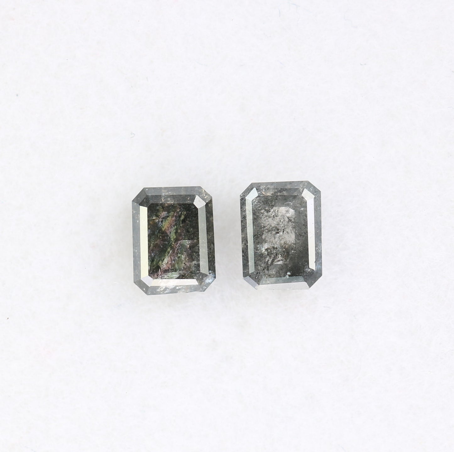 0.53 CT Salt And Pepper Loose Emerald Shape Pair Diamond For Engagement Ring - JayKrishna Diamond