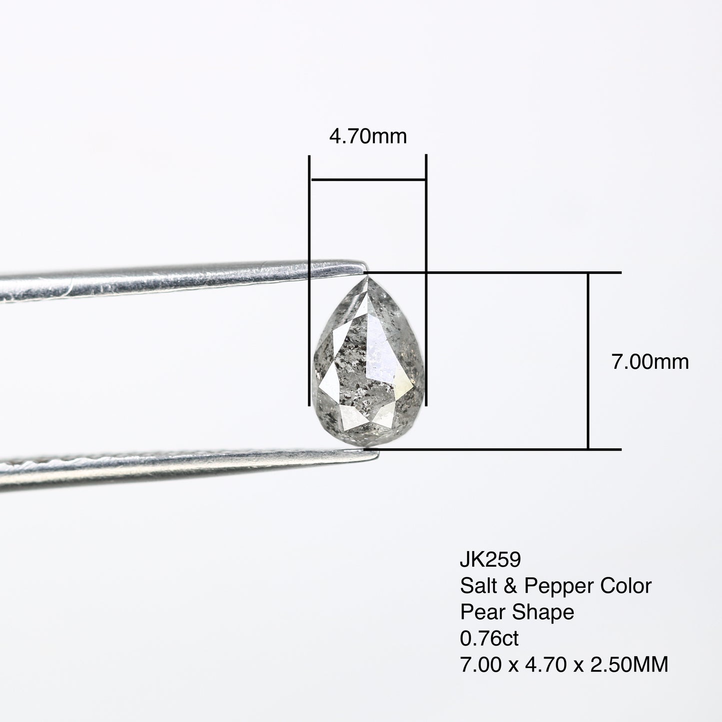 0.76 Carat 7 MM Pear Shaped Natural Salt And Pepper Diamond For Galaxy Ring - JayKrishna Diamond