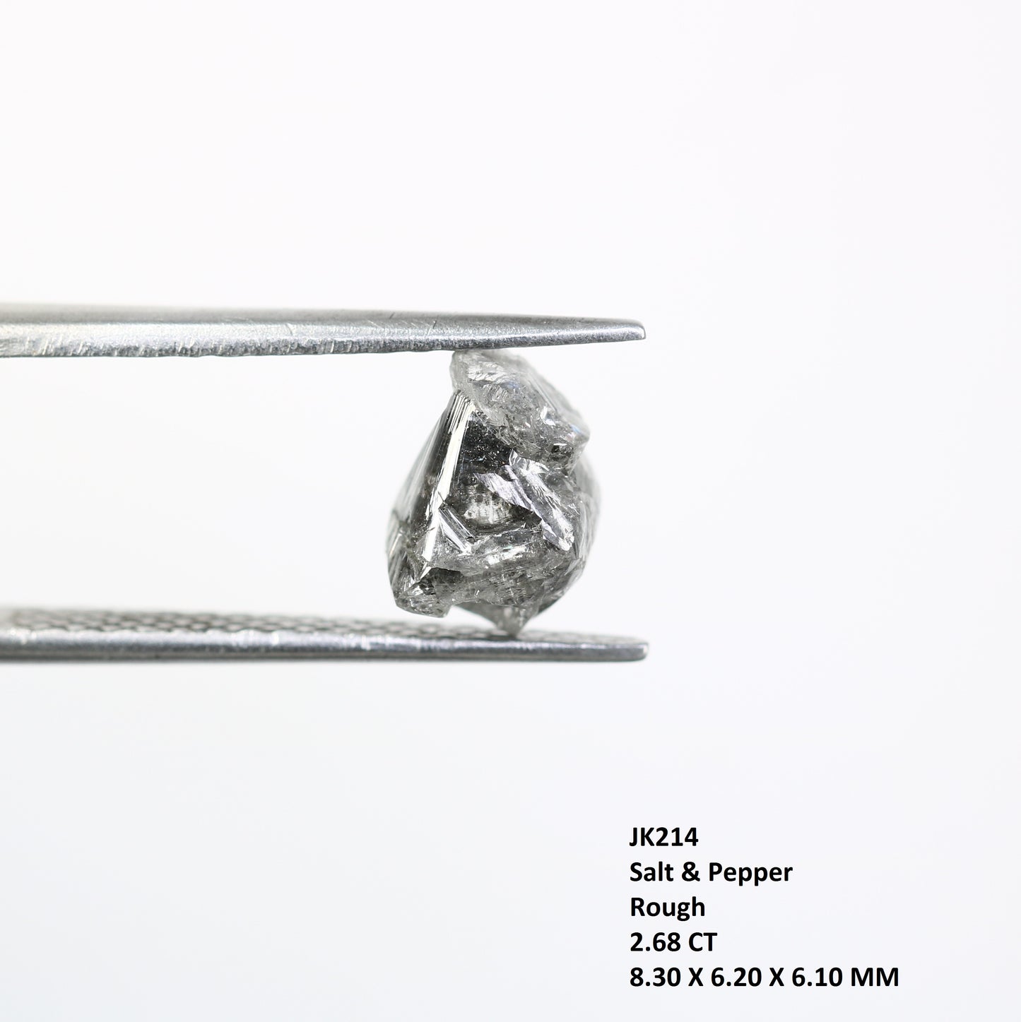 2.68 CT Raw Salt And Pepper Uncut Rough Diamond For Engagement Ring - JayKrishna Diamond
