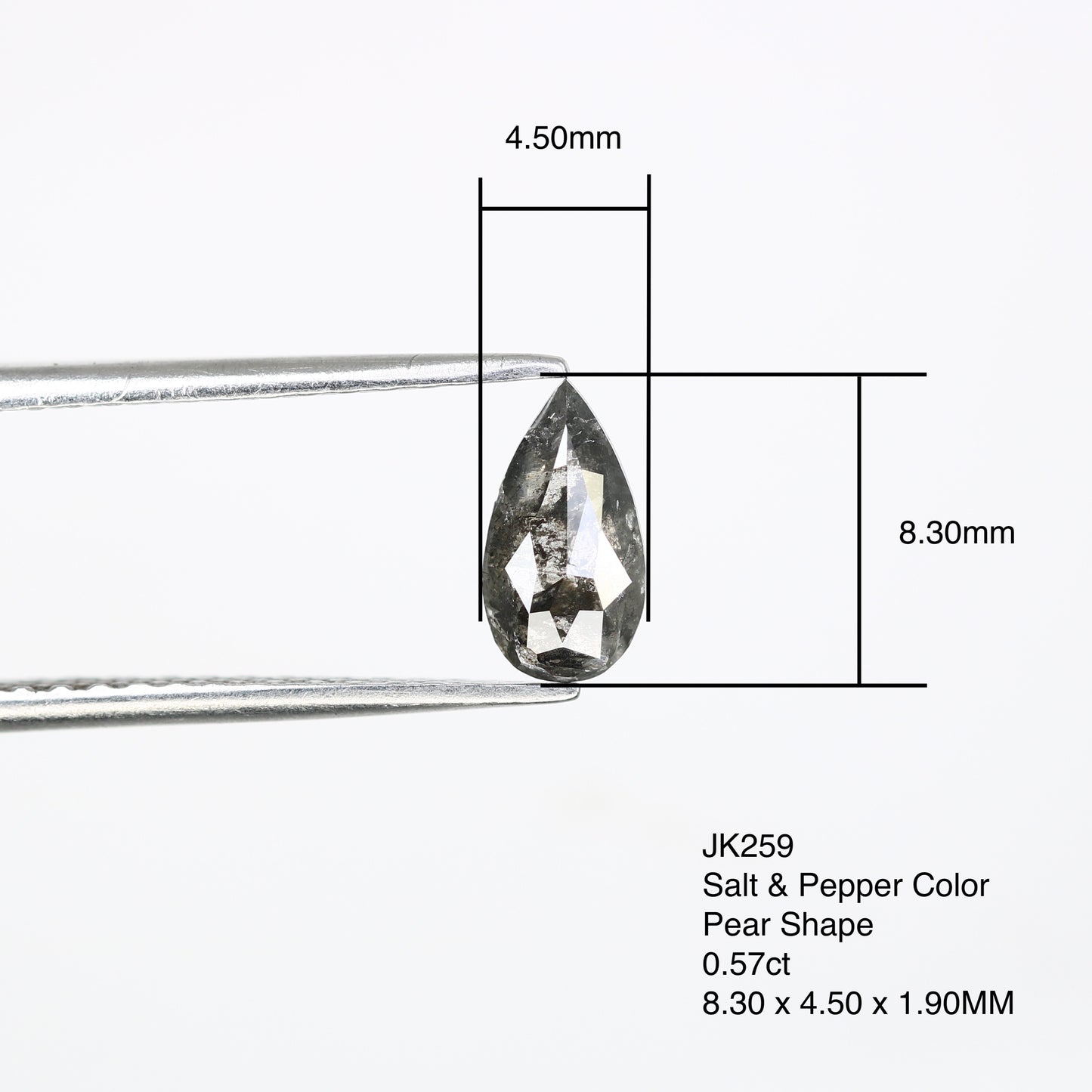 0.57 Carat Pear-Shaped Salt and Pepper Diamond – Unique Loose Gem for Artisan Engagement Rings - JayKrishna Diamond