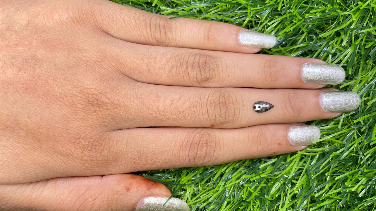 0.57 Carat Pear-Shaped Salt and Pepper Diamond – Unique Loose Gem for Artisan Engagement Rings - JayKrishna Diamond