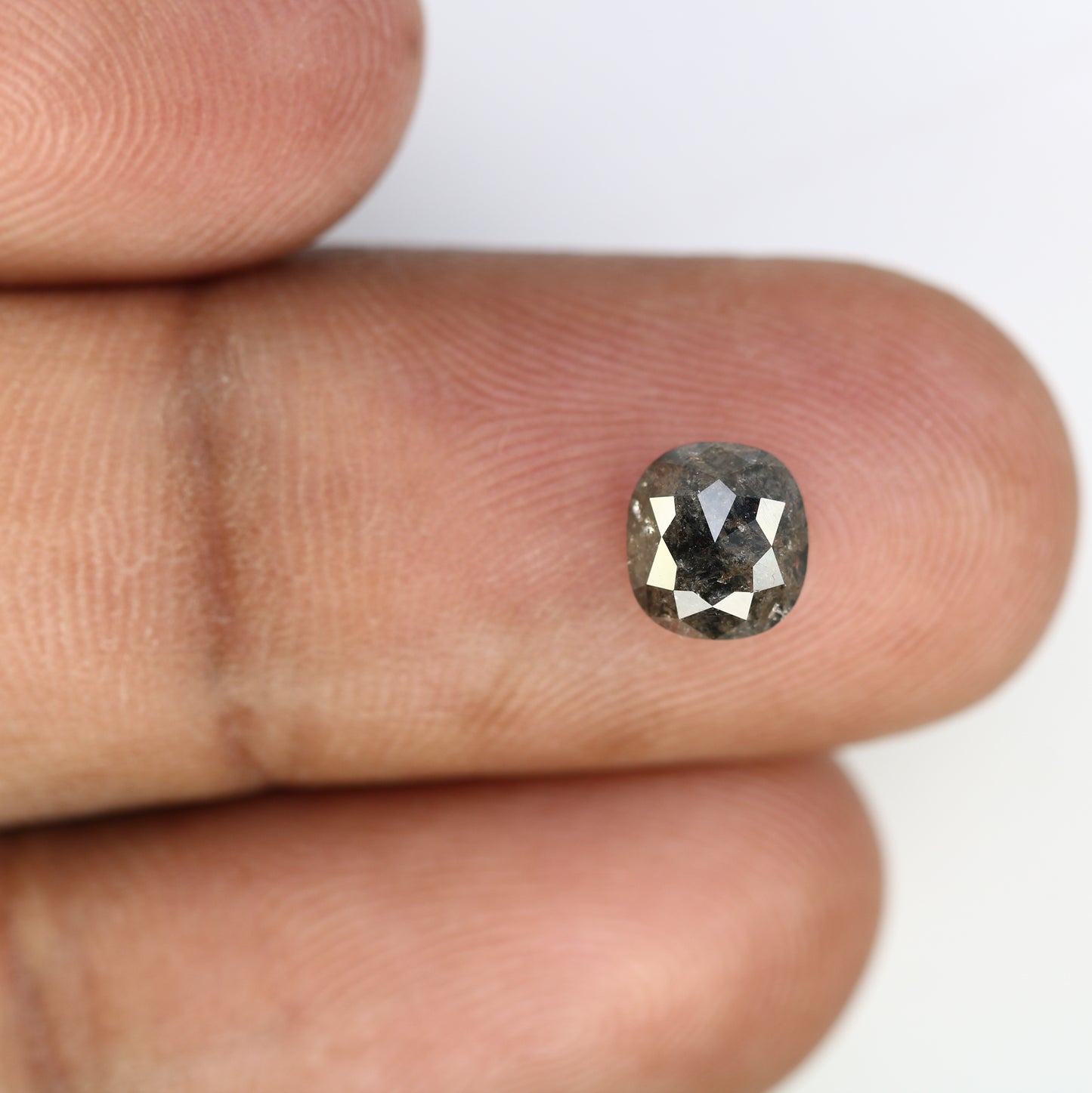 1.47 CT Salt And Pepper Cushion Shape Natural Loose Diamond For Engagement Ring - JayKrishna Diamond