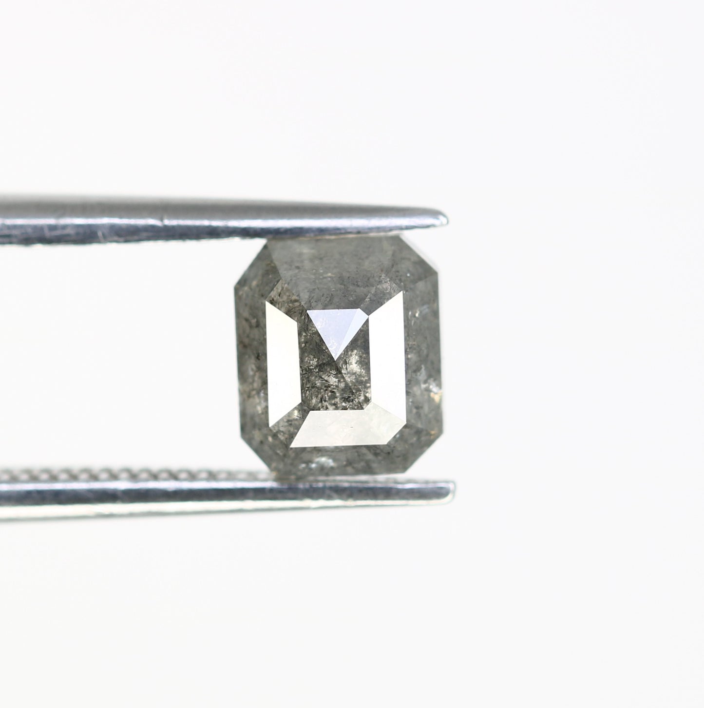 1.32 CT Emerald Cut Salt And Pepper 6.20 MM Diamond For Engagement Ring - JayKrishna Diamond