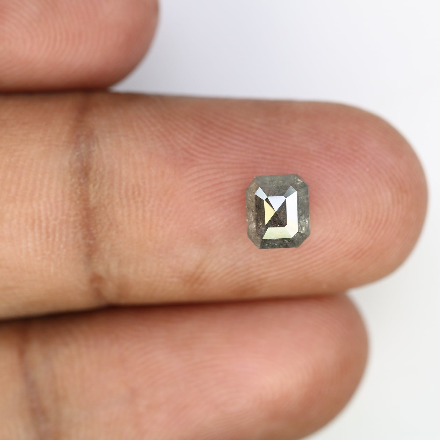 1.32 CT Emerald Cut Salt And Pepper 6.20 MM Diamond For Engagement Ring - JayKrishna Diamond