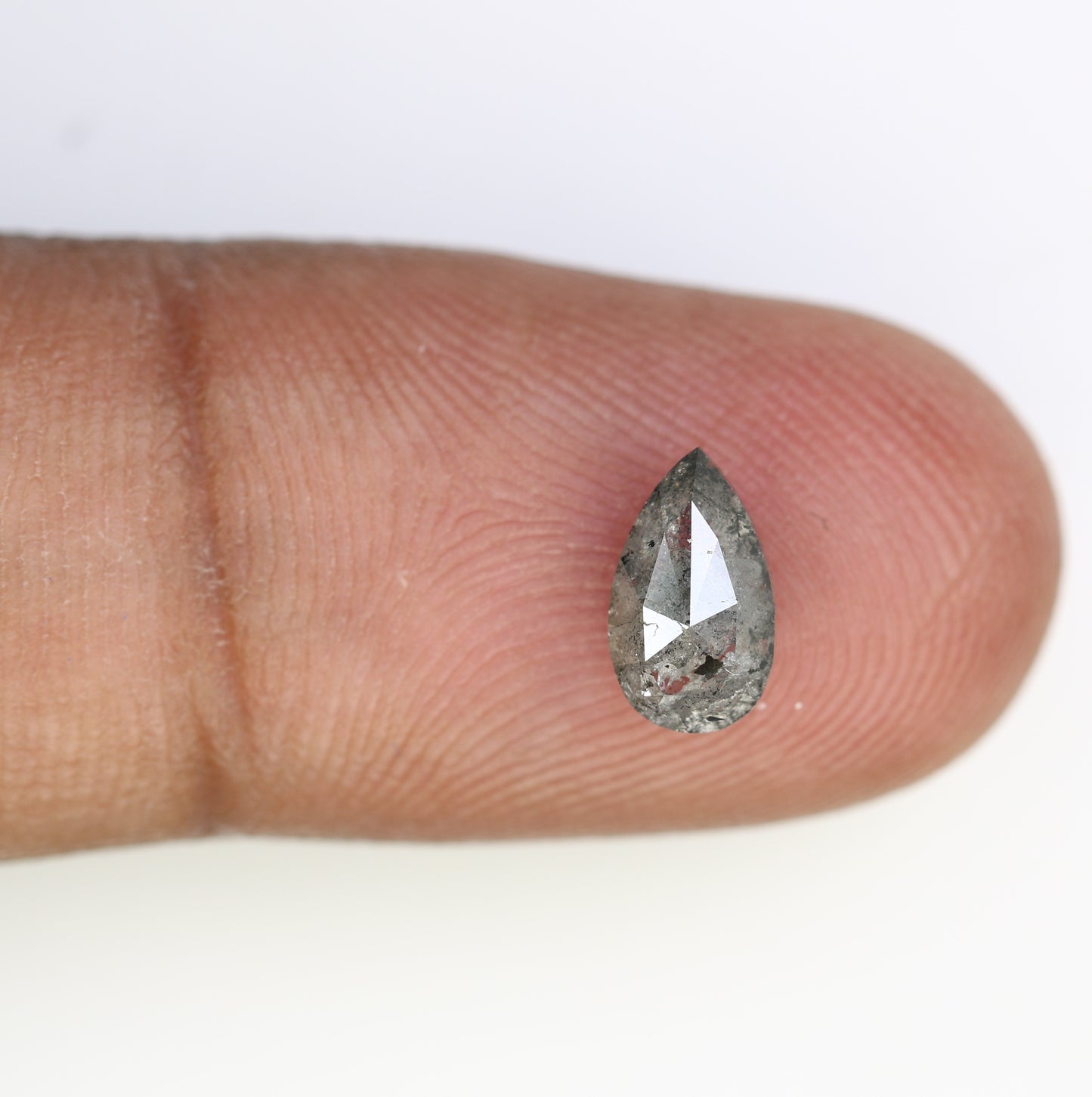 1.29 CT 8.60 MM Salt And Pepper Pear Shaped Diamond For Wedding Ring - JayKrishna Diamond