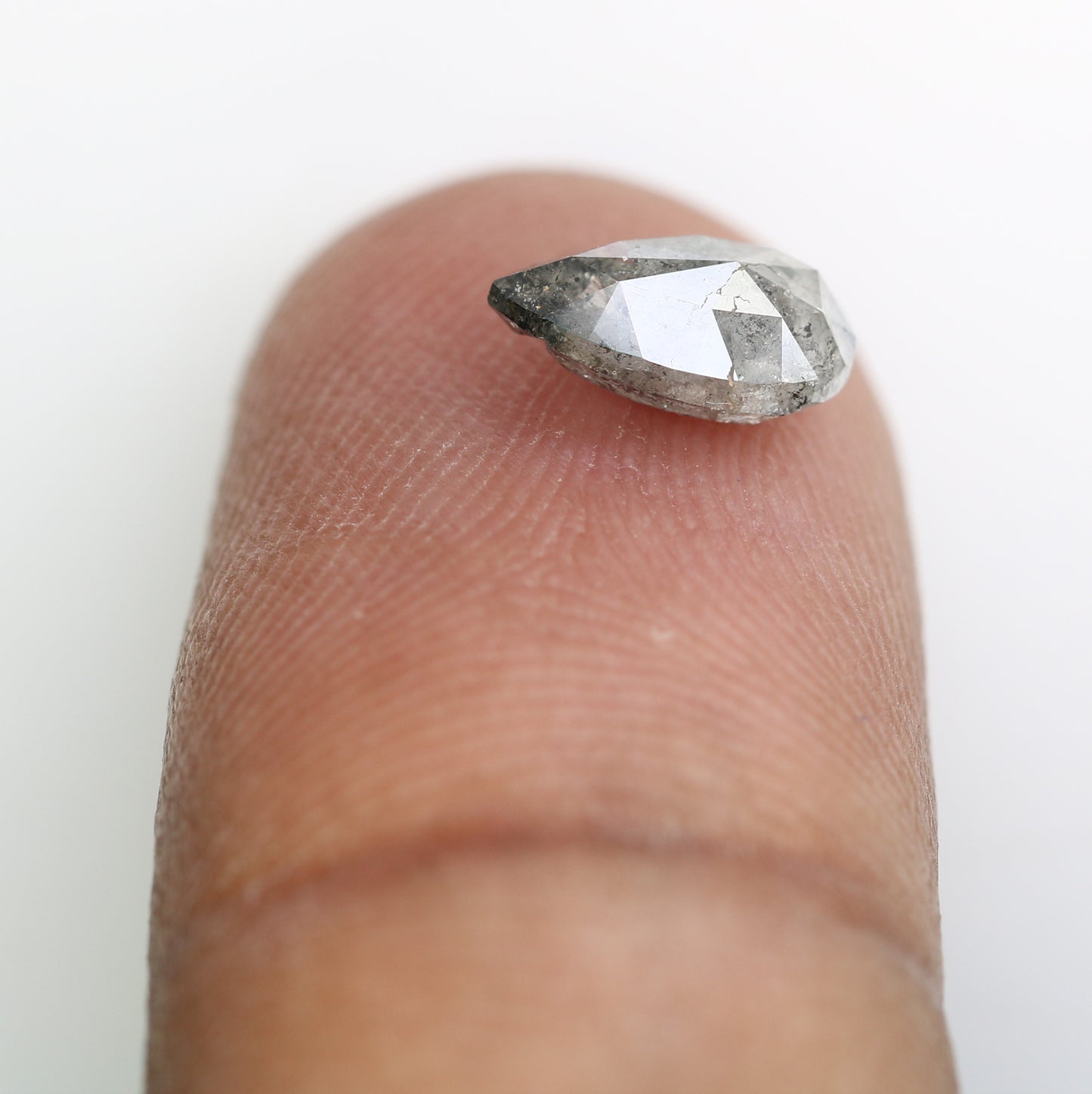 1.29 CT 8.60 MM Salt And Pepper Pear Shaped Diamond For Wedding Ring - JayKrishna Diamond
