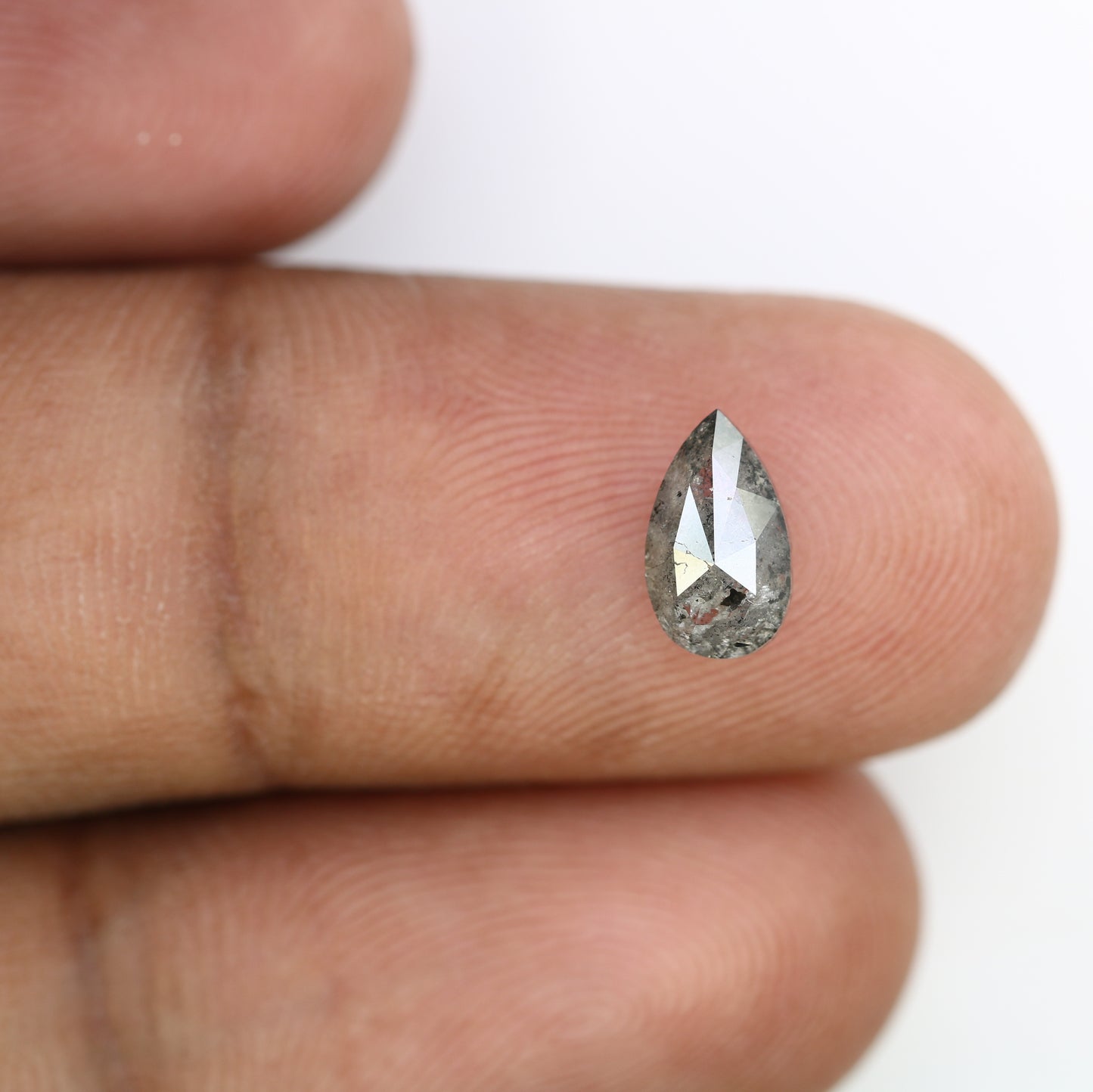 1.29 CT 8.60 MM Salt And Pepper Pear Shaped Diamond For Wedding Ring - JayKrishna Diamond