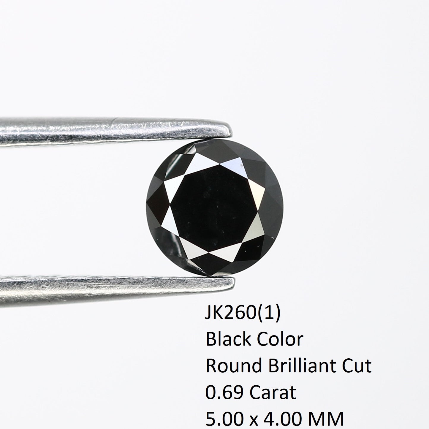 0.69 CT 5.00 MM Round Brilliant Cut Black Loose Diamond For Wedding Ring - JayKrishna Diamond
