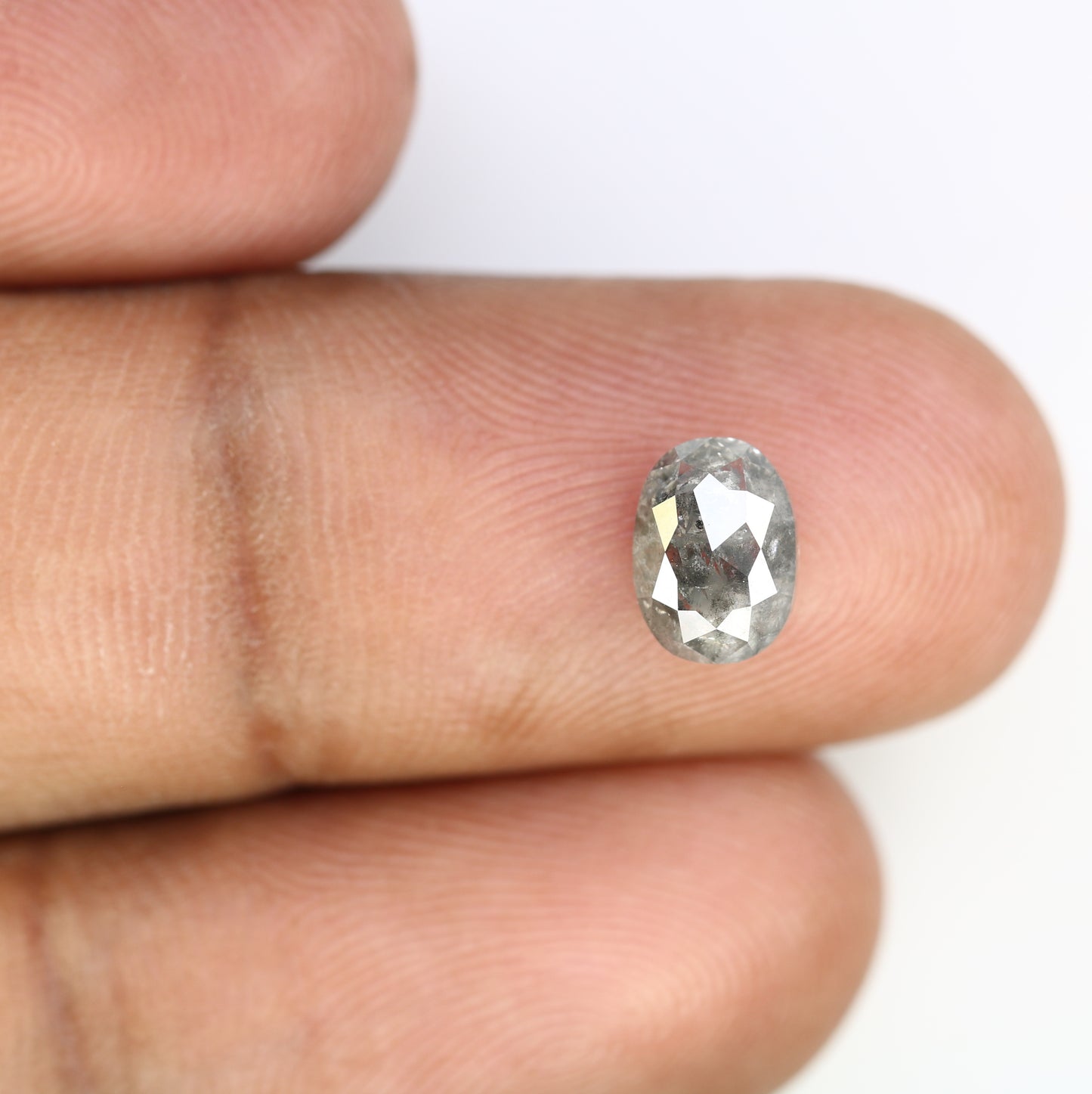 1.65 CT Oval Shape 7.80 MM Salt And Pepper Diamond For Statement Ring - JayKrishna Diamond