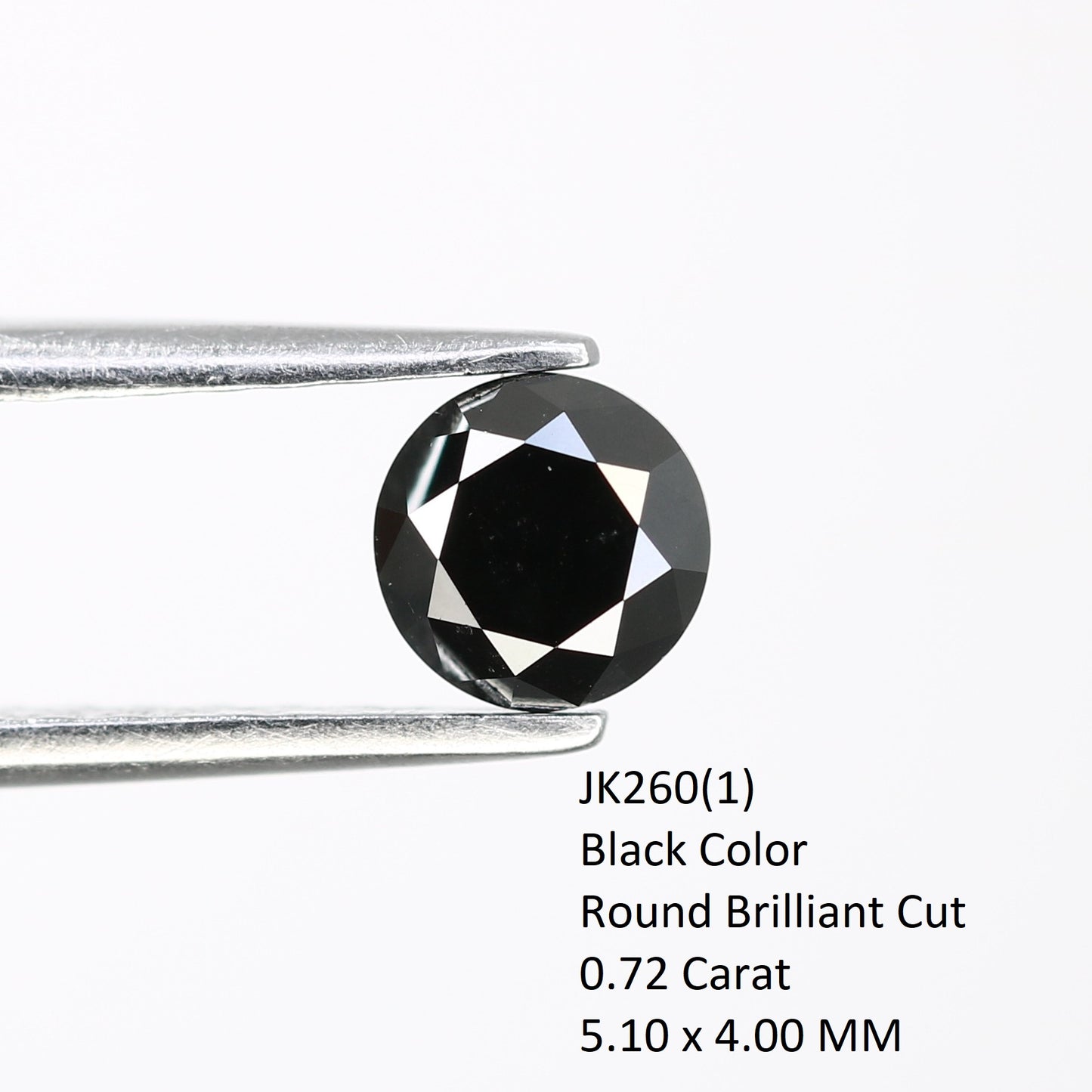 0.72 CT 5.10 MM Natural Round Brilliant Cut Black Loose Diamond For Wedding Ring - JayKrishna Diamond