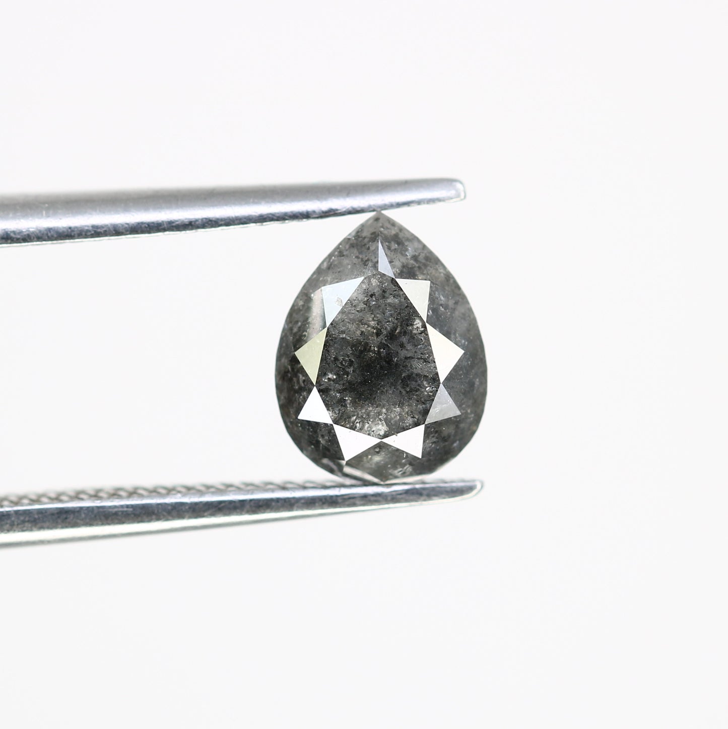 1.23 CT Natural Pear Shape 7.20 MM Salt And Pepper Diamond For Engagement Ring - JayKrishna Diamond