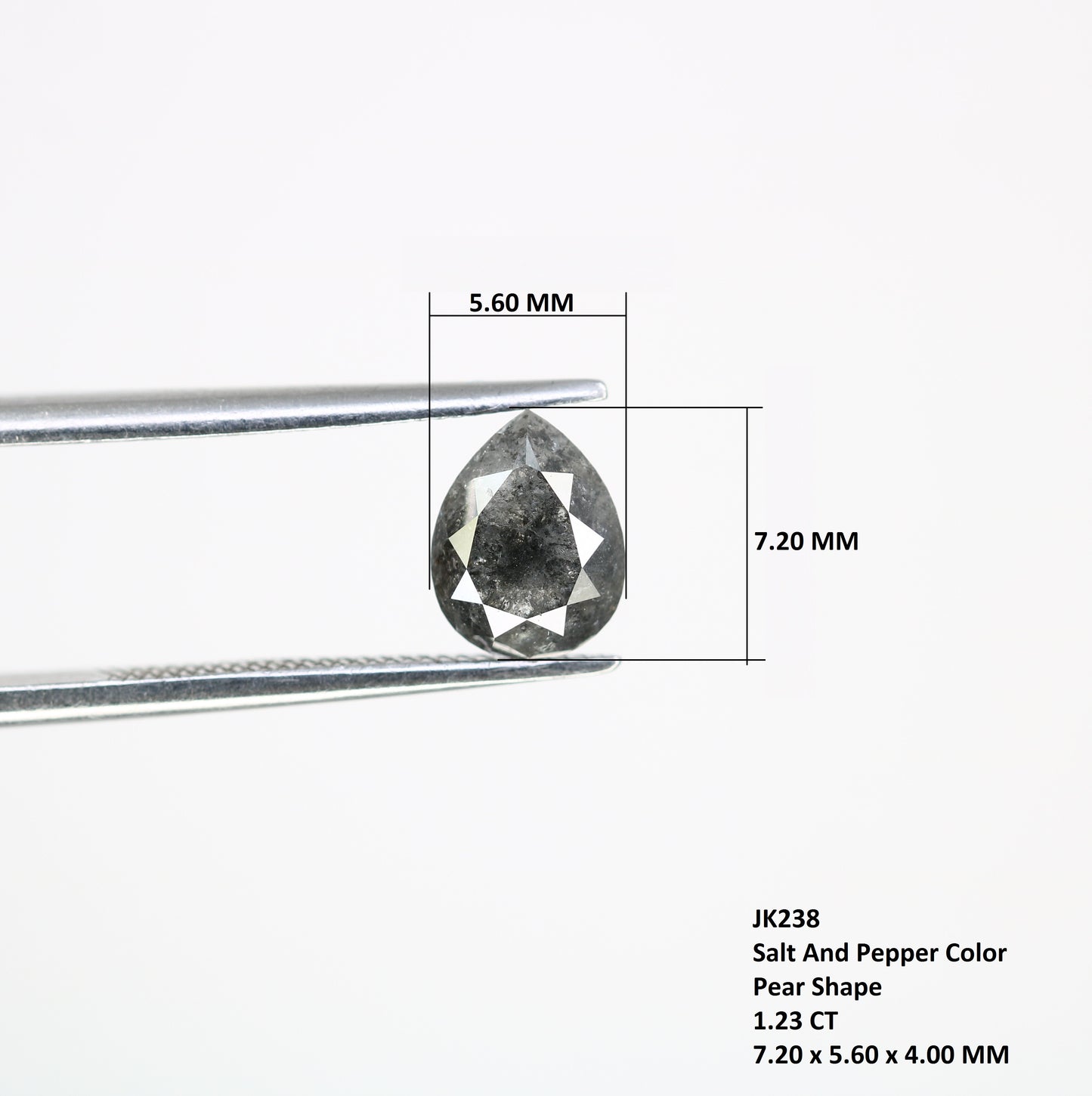 1.23 CT Natural Pear Shape 7.20 MM Salt And Pepper Diamond For Engagement Ring - JayKrishna Diamond