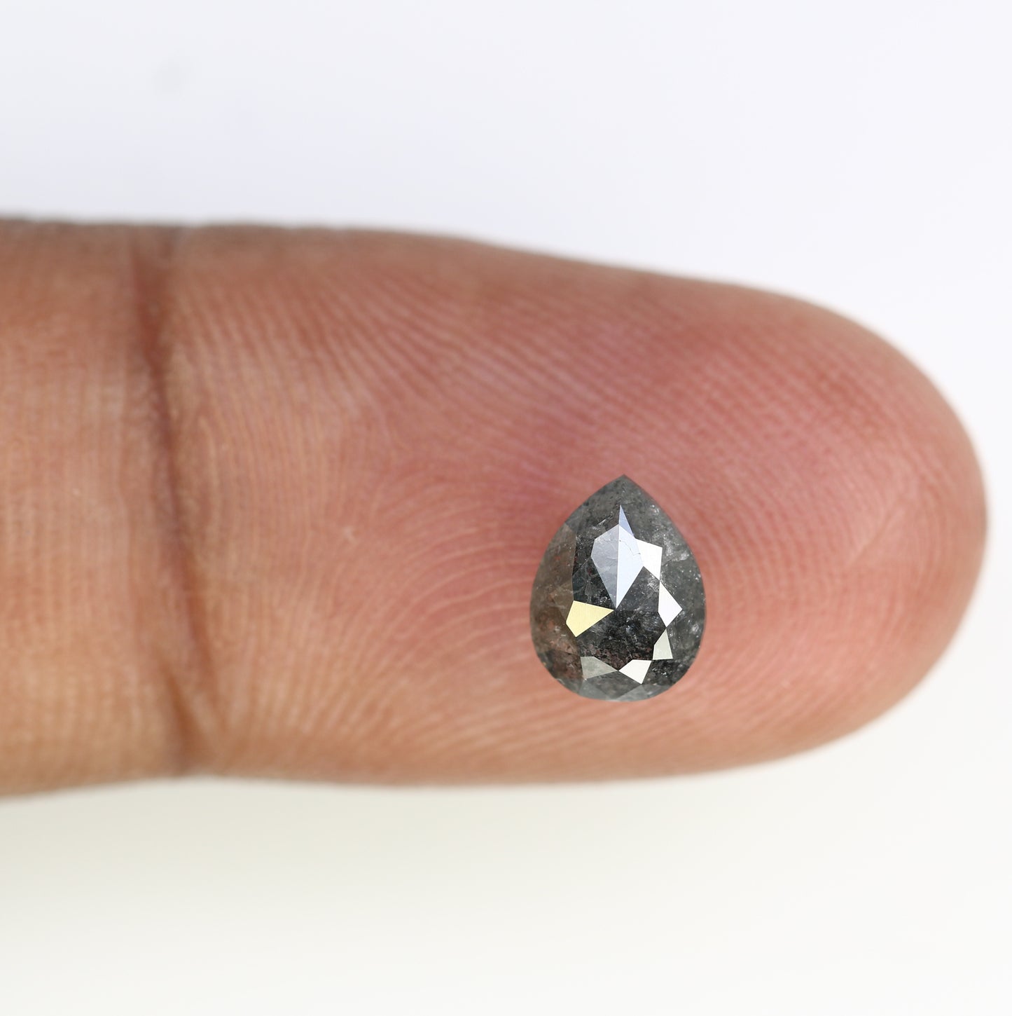 1.23 CT Natural Pear Shape 7.20 MM Salt And Pepper Diamond For Engagement Ring - JayKrishna Diamond