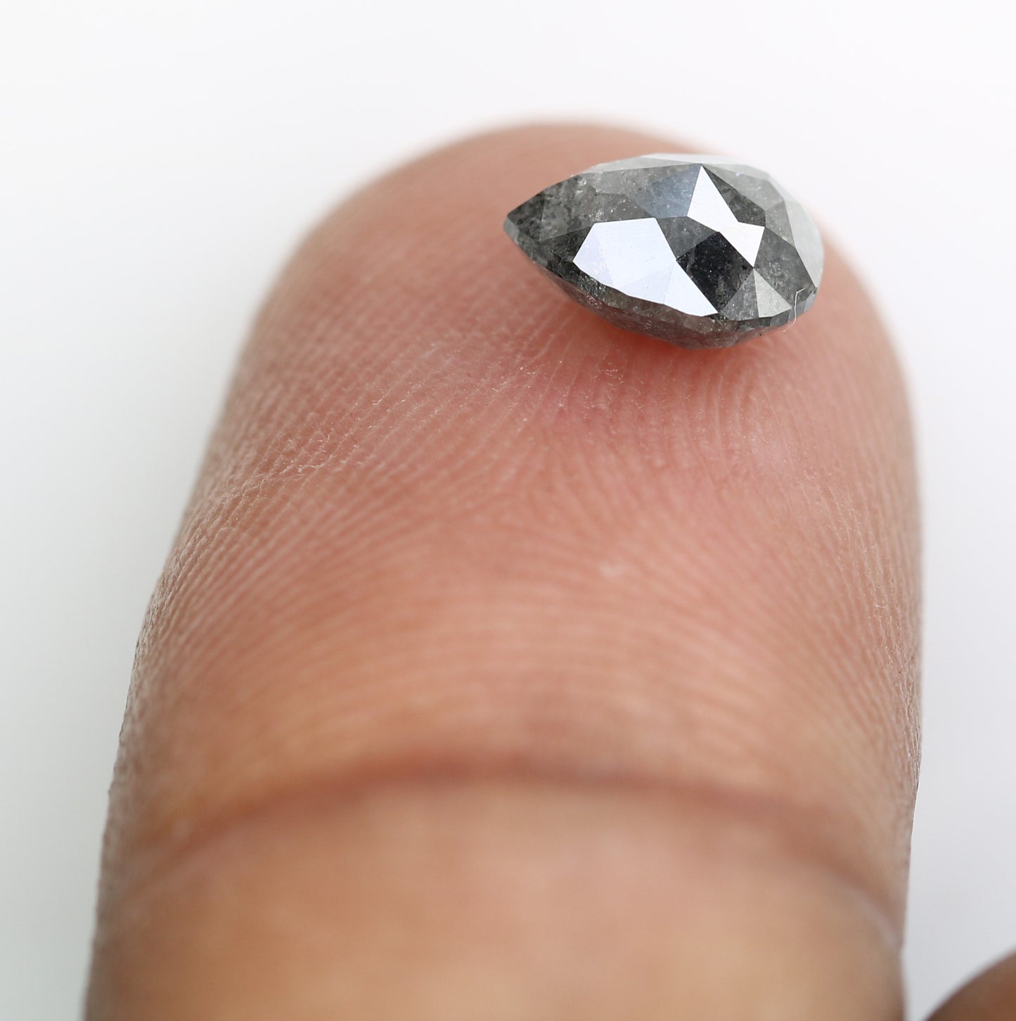 1.23 CT Natural Pear Shape 7.20 MM Salt And Pepper Diamond For Engagement Ring - JayKrishna Diamond