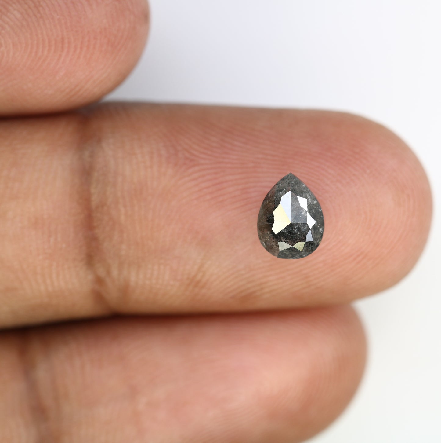 1.23 CT Natural Pear Shape 7.20 MM Salt And Pepper Diamond For Engagement Ring - JayKrishna Diamond