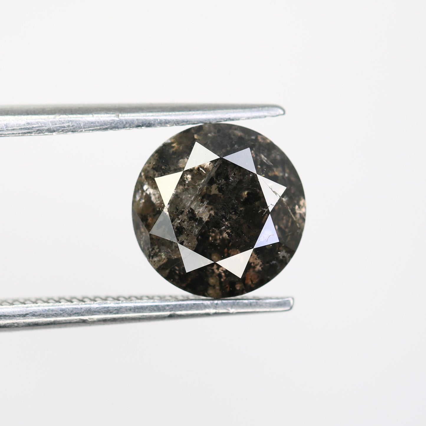 2.09 CT Loose Round Brilliant Cut Salt And Pepper Diamond For Galaxy Ring - JayKrishna Diamond