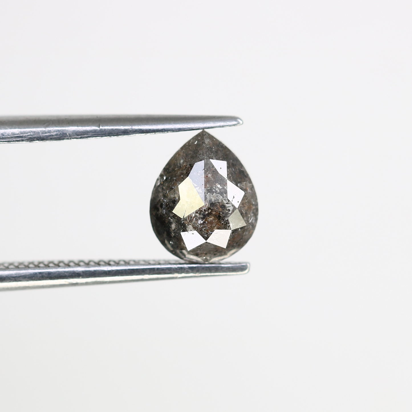 1.08 CT 6.90 MM Pear Shape Salt And Pepper Diamond For Engagement Ring - JayKrishna Diamond